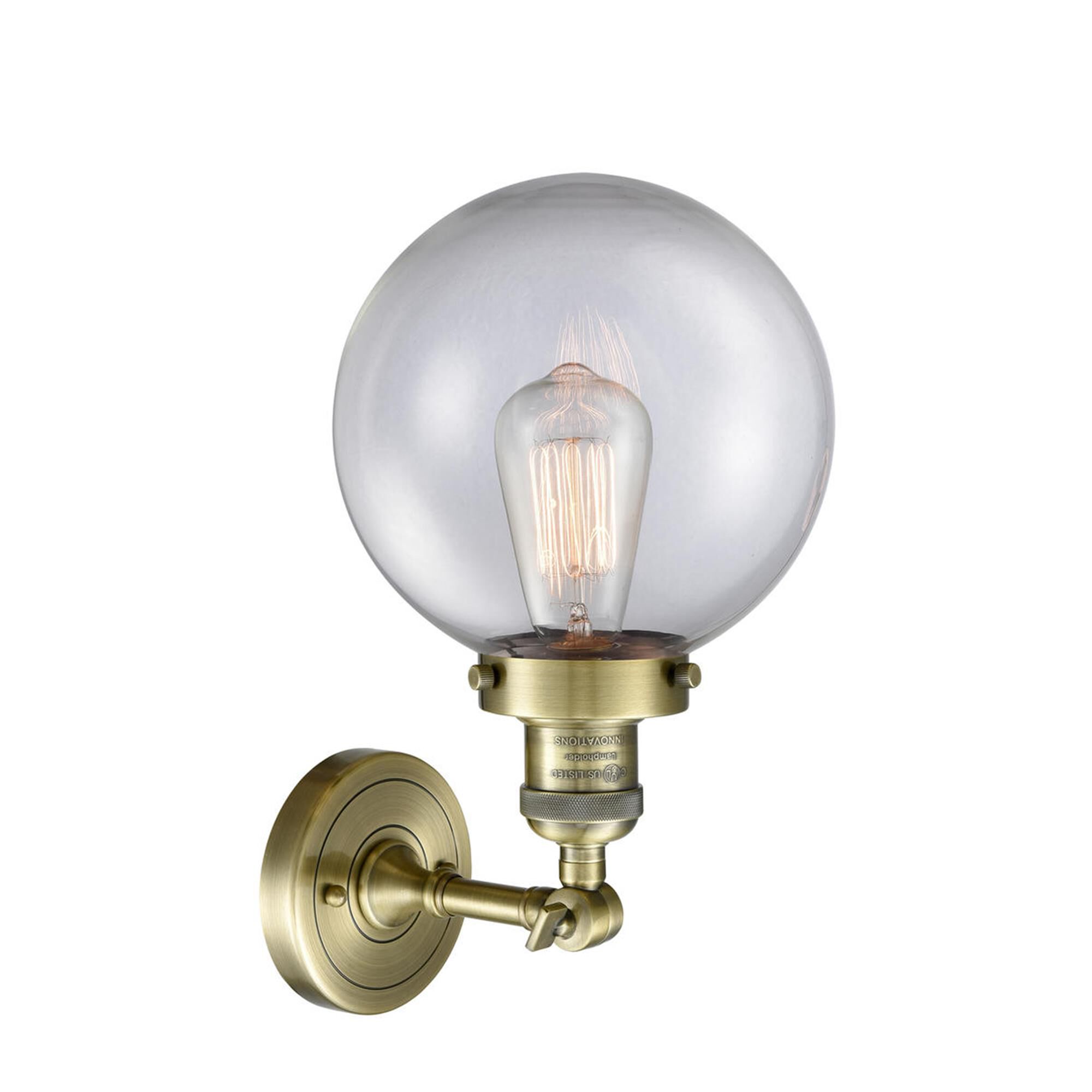 Shown in Antique Brass finish and Clear glass and No Accent accent