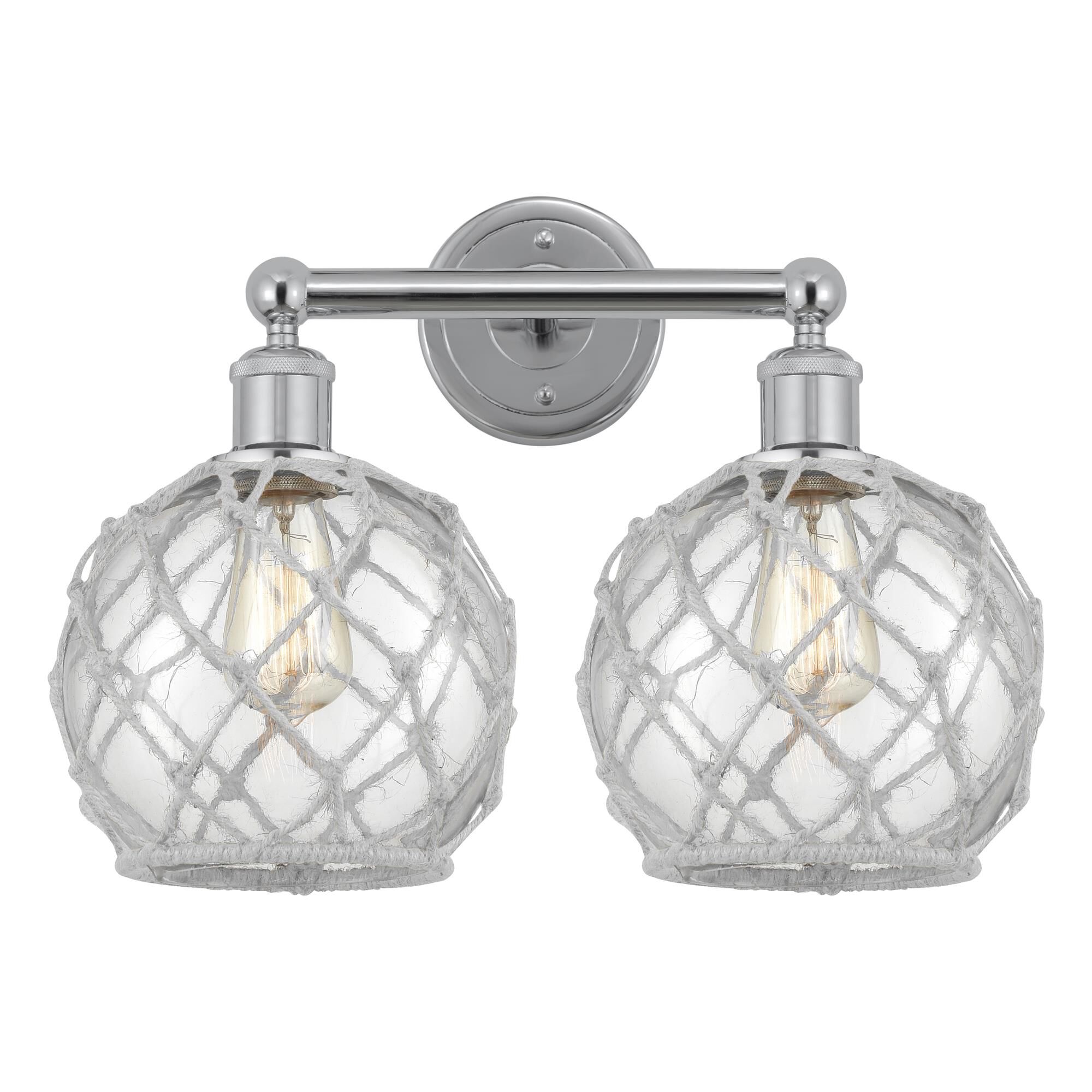 Shown in Polished Chrome finish and Clear with White Rope glass