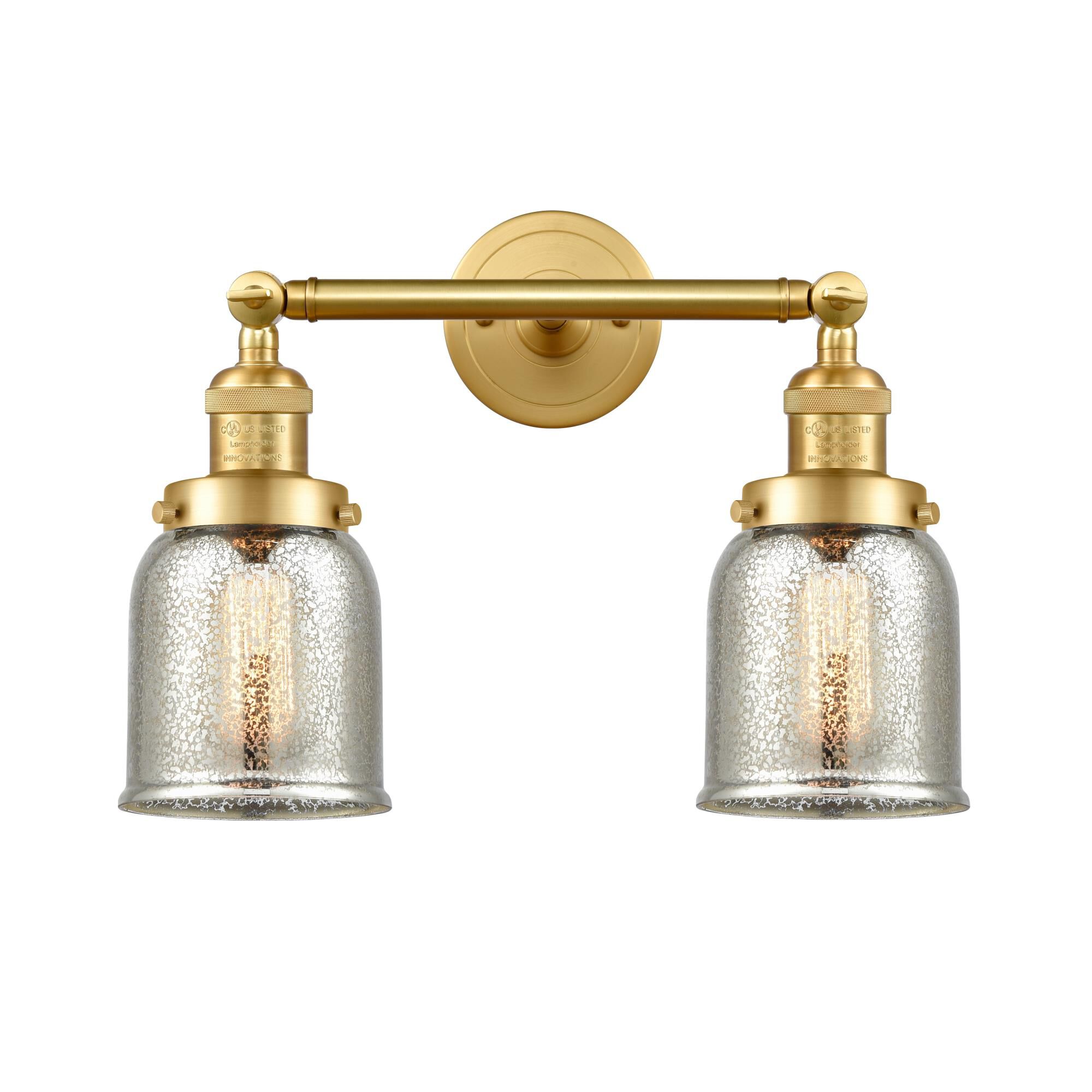 Shown in Satin Gold finish and Silver Plated Mercury Small Bell glass