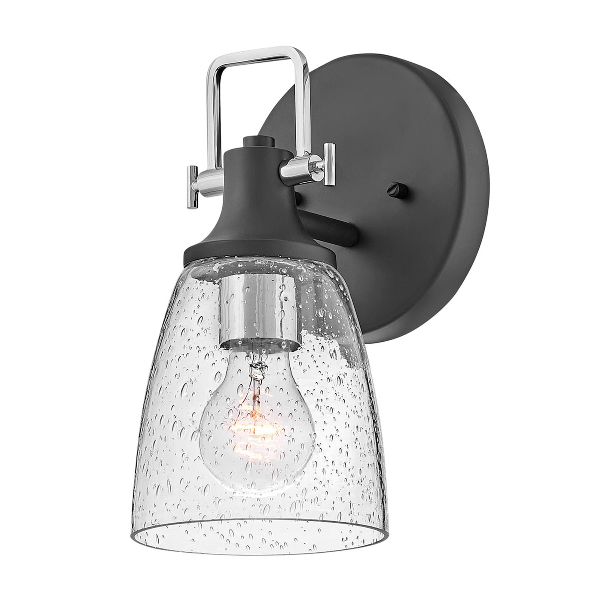 Shown in Black with Chrome finish and Clear Seedy glass