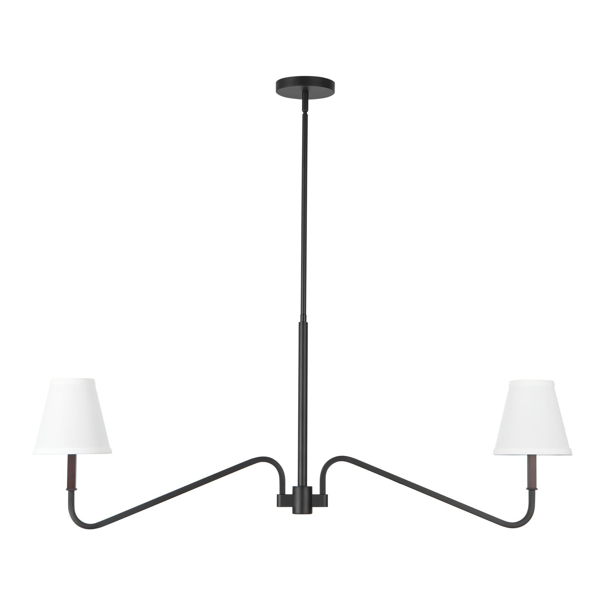 Shown in Matte Black finish and White Linen shade