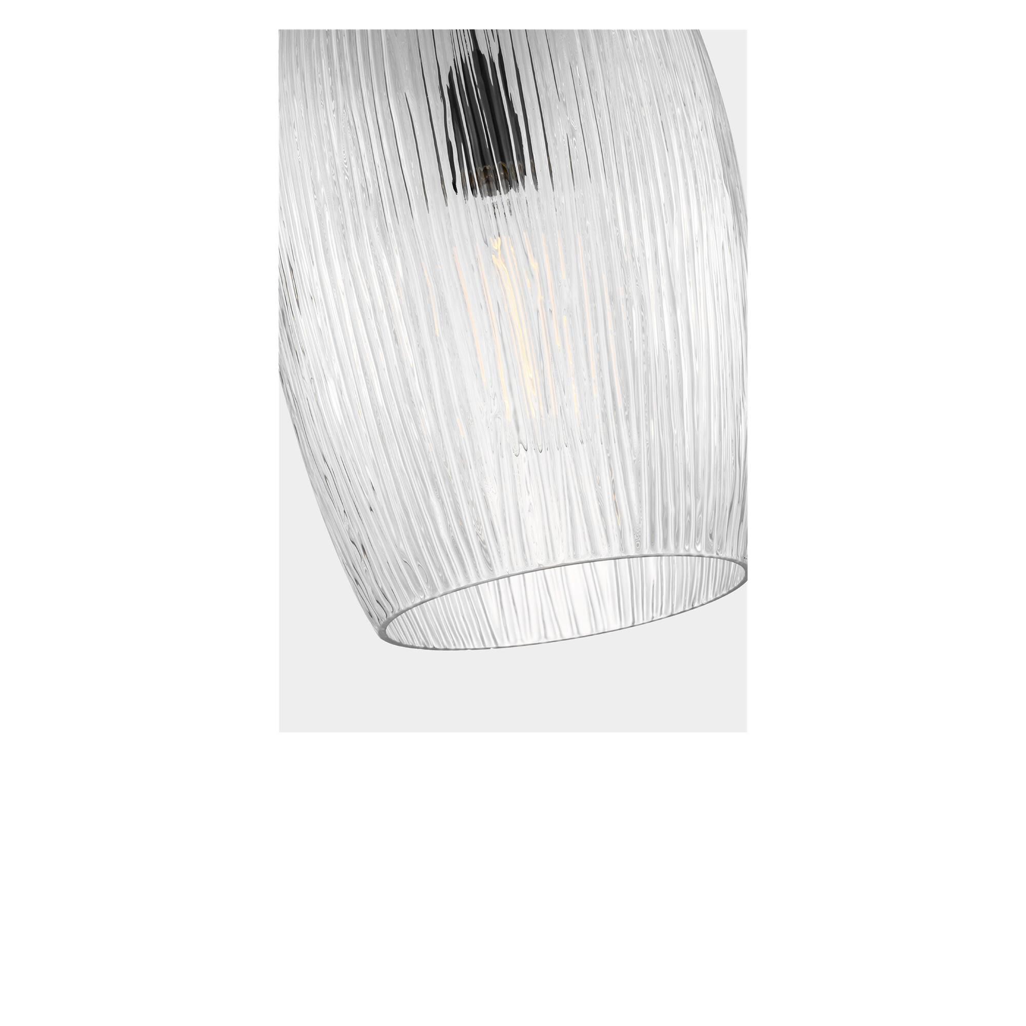 Shown in Aged Iron finish and Striped Clear glass