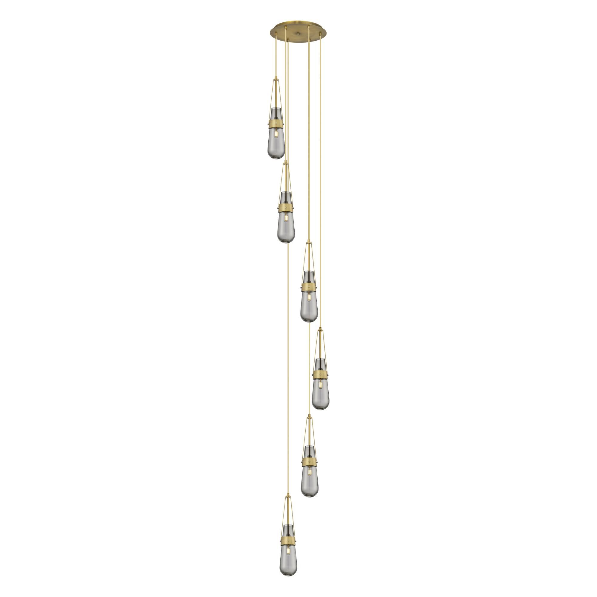 Shown in Brushed Brass finish and Light Smoke glass and Light Smoke Glass shade