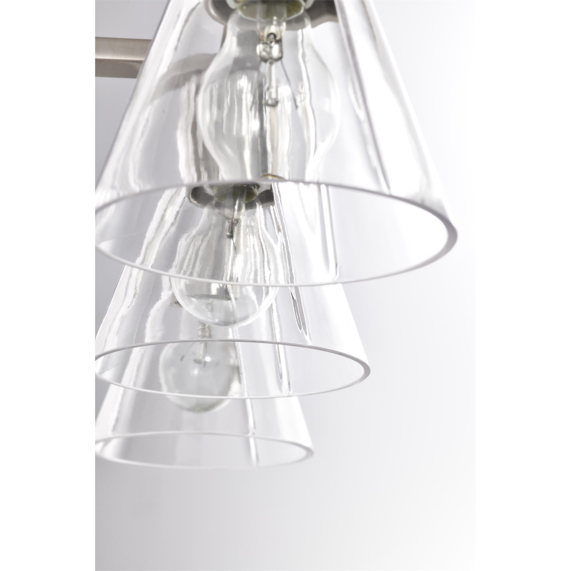 Shown in Brushed Nickel finish and Clear glass