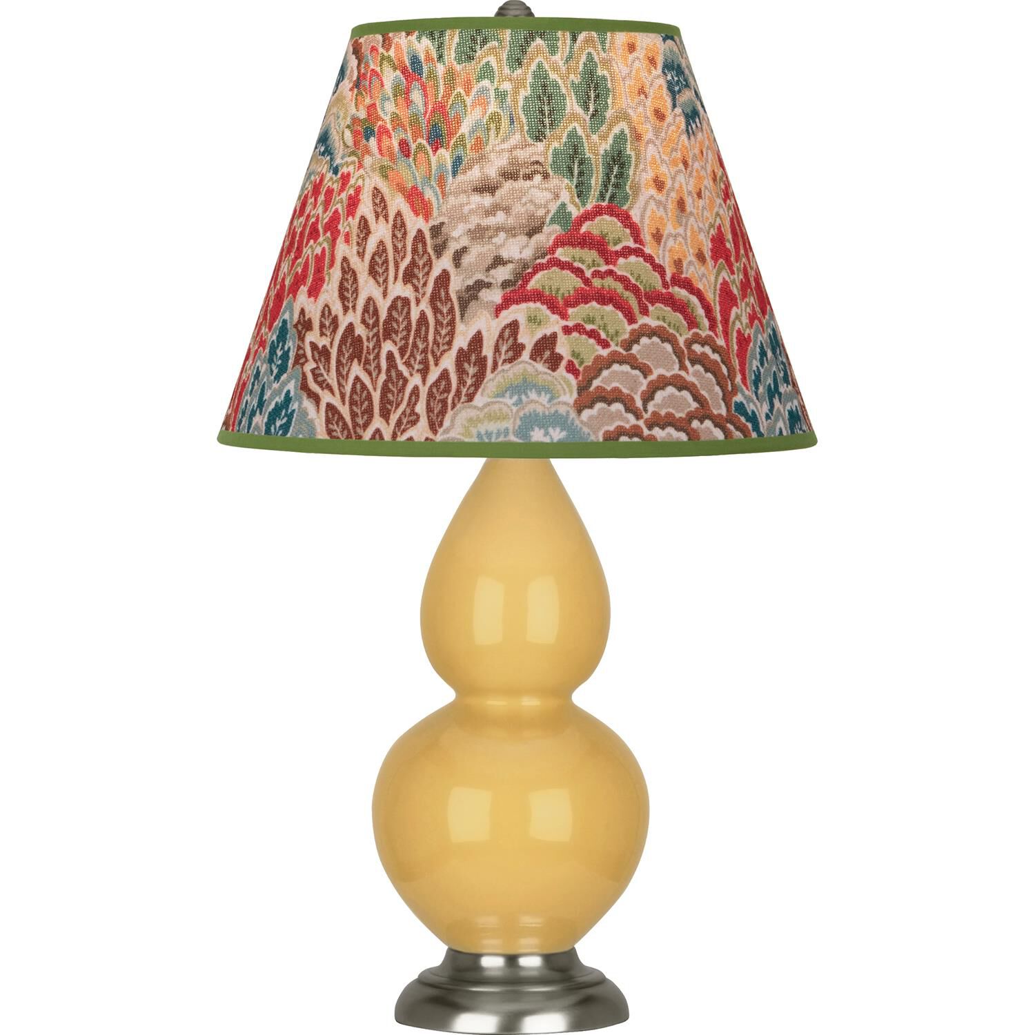 Shown in Sunset Yellow finish and Fall Floral shade and Antique Silver accent
