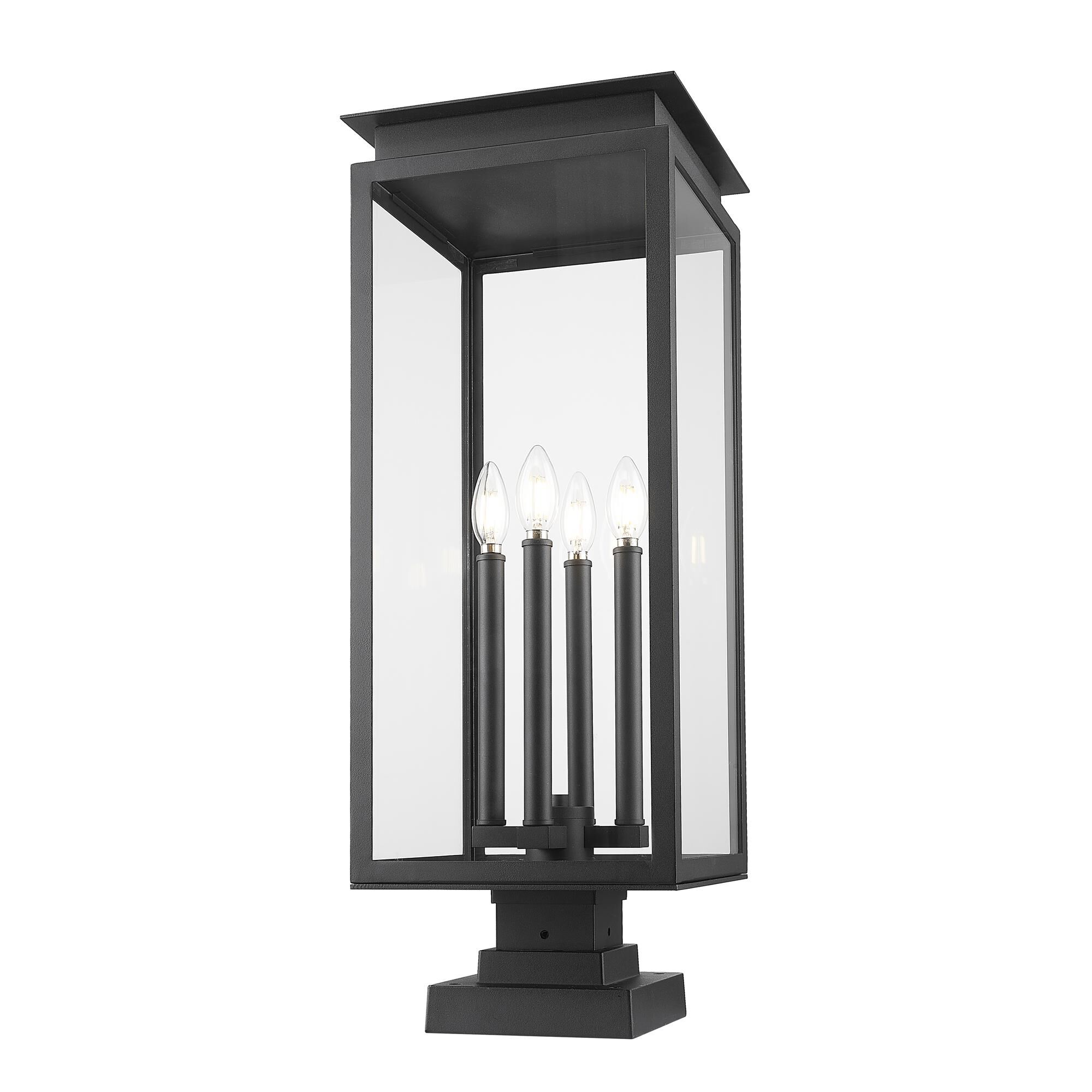 Shown in Black finish and Clear glass and Clear shade