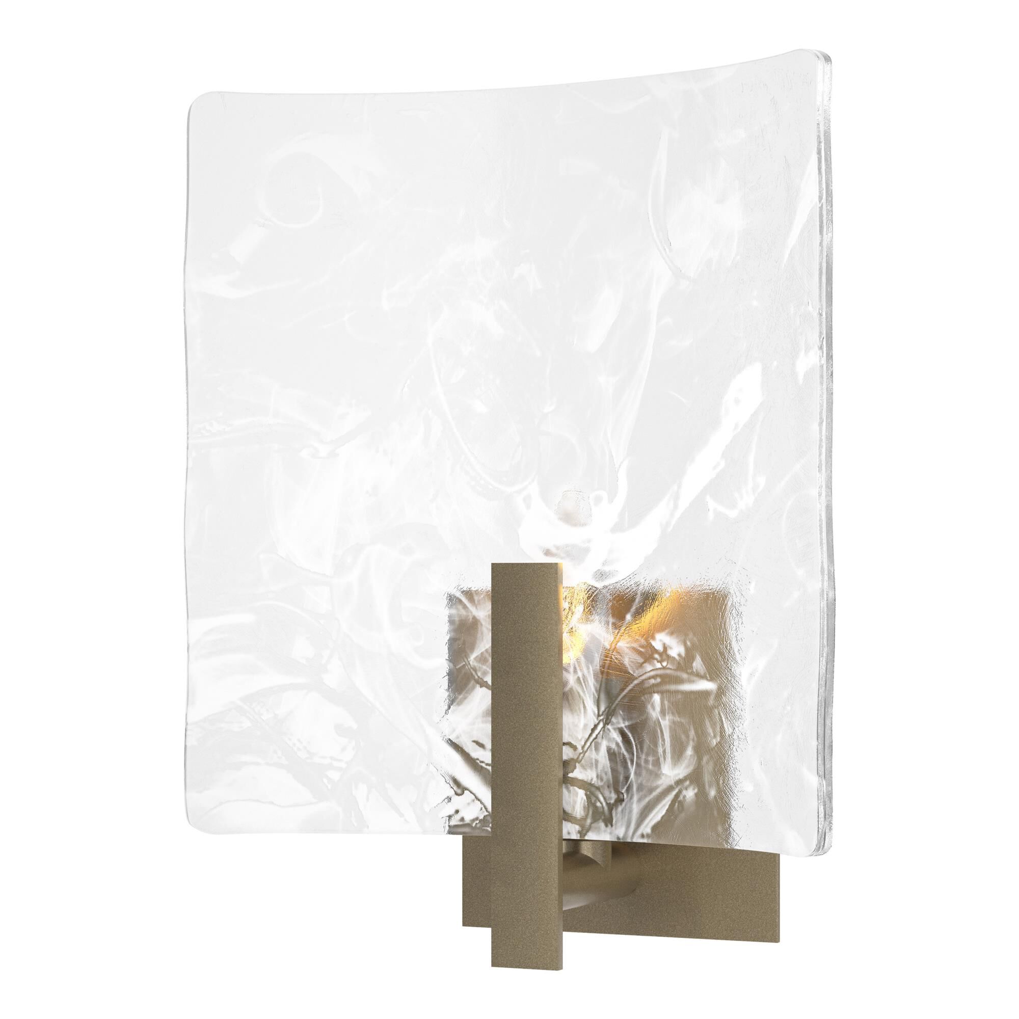 Shown in Soft Gold finish and White Swirl glass