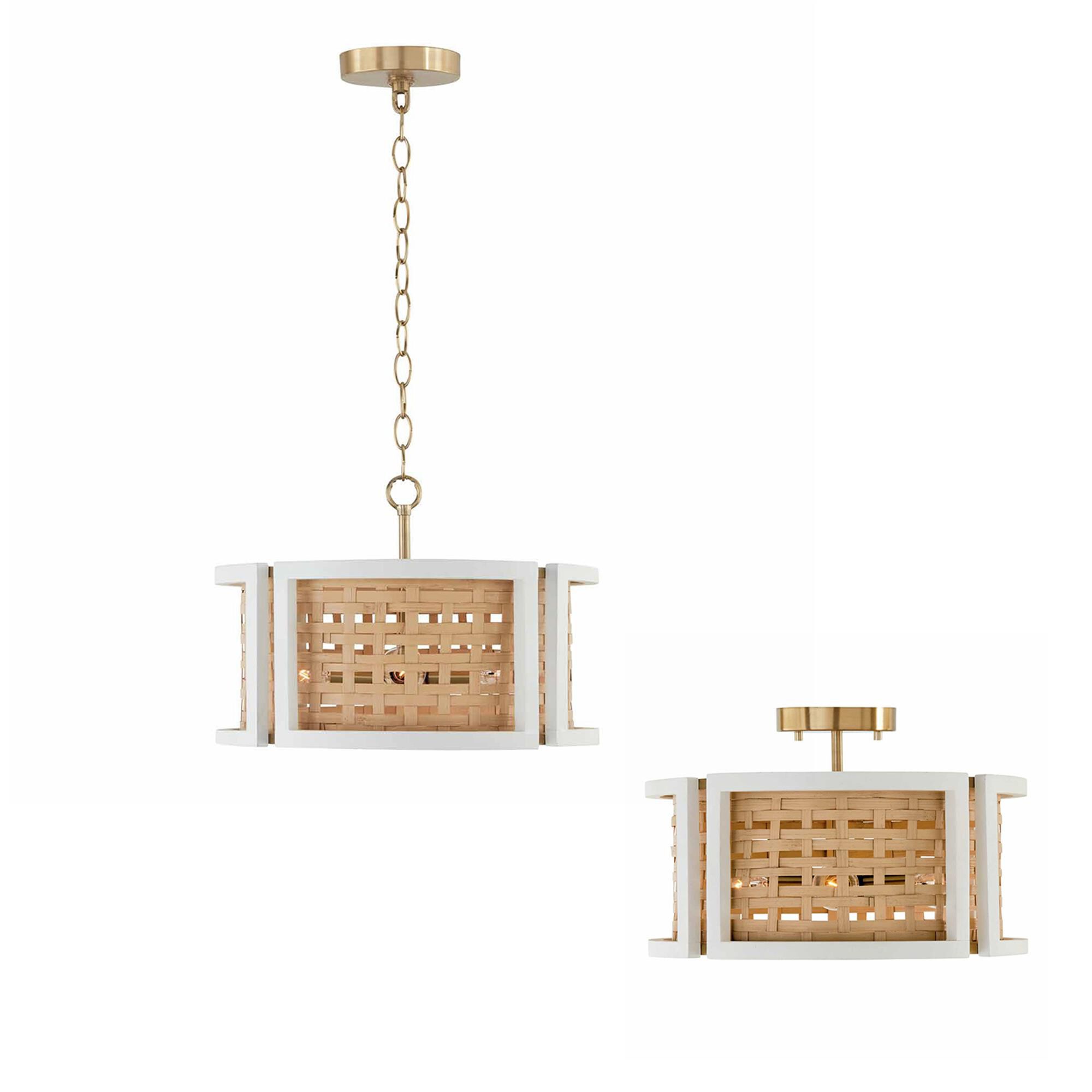 Shown in Flat White and Matte Brass finish