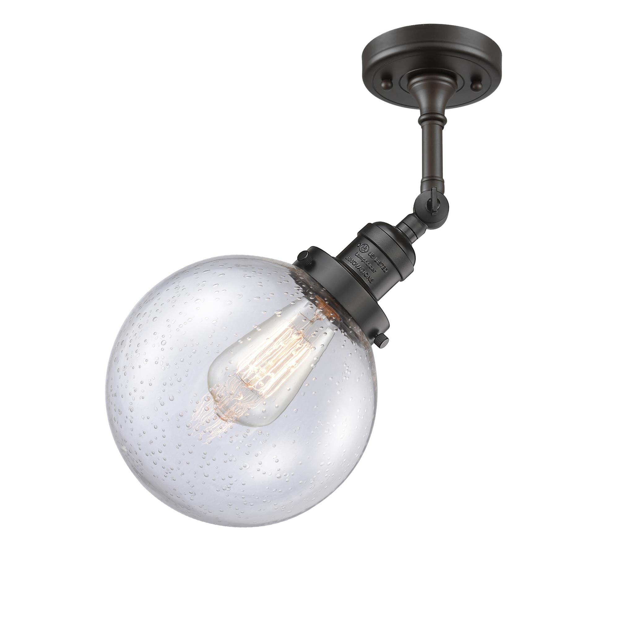 Shown in Oil Rubbed Bronze finish and Seedy glass and No Accent accent