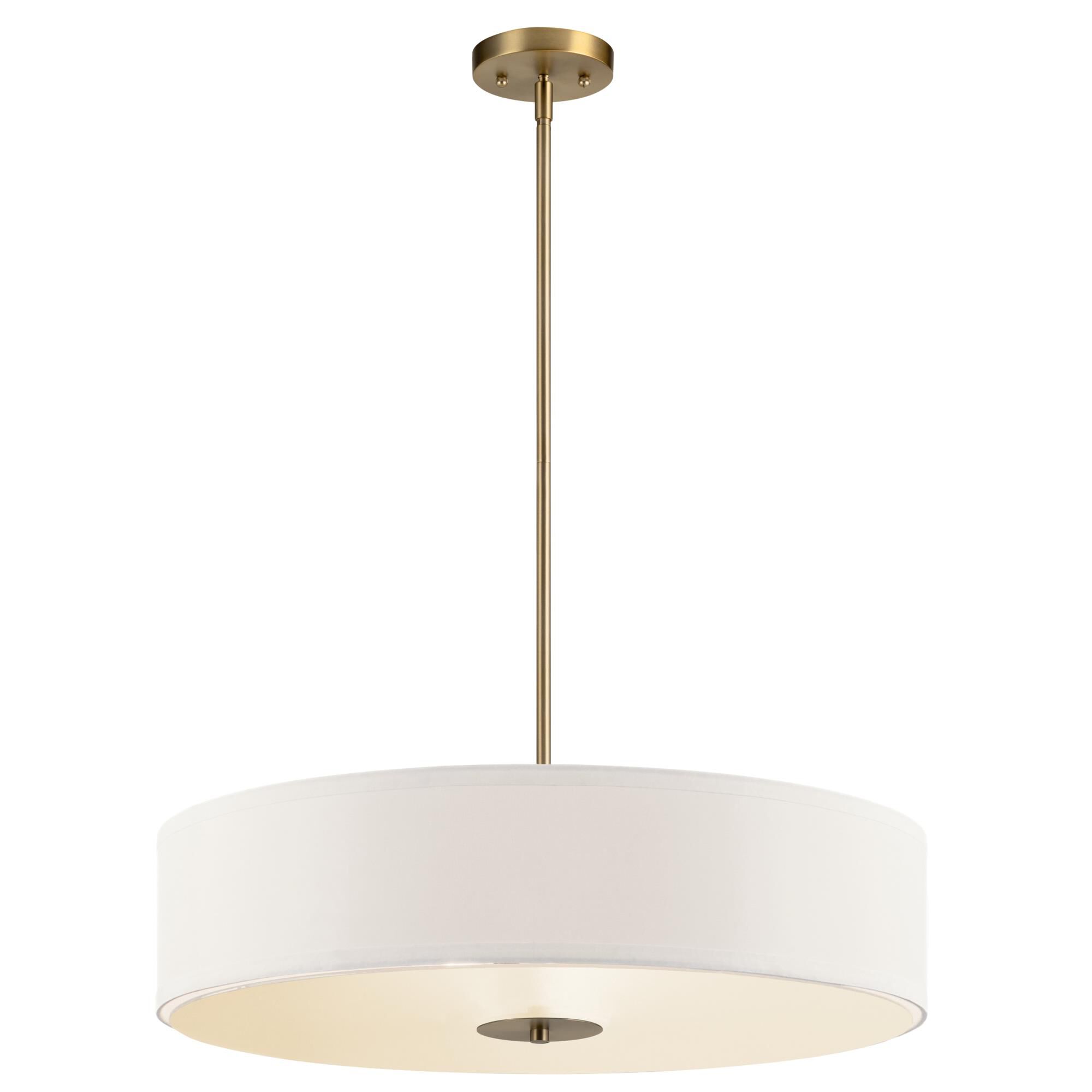 Shown in Classic Bronze finish and Satin Etched glass and White Microfiber shade