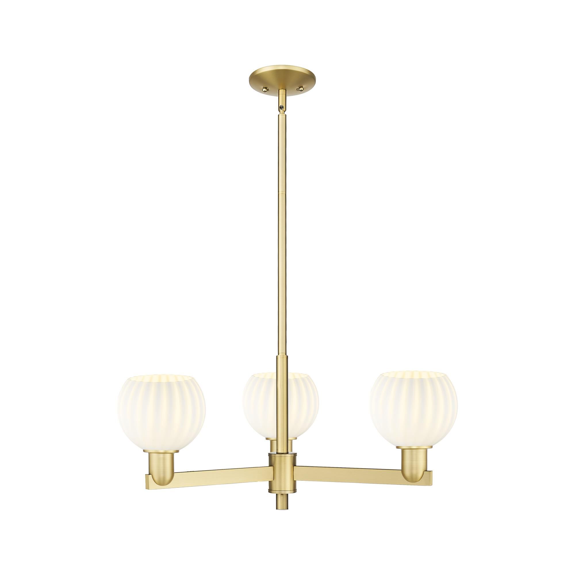 Shown in Satin Gold finish and White Venetian glass
