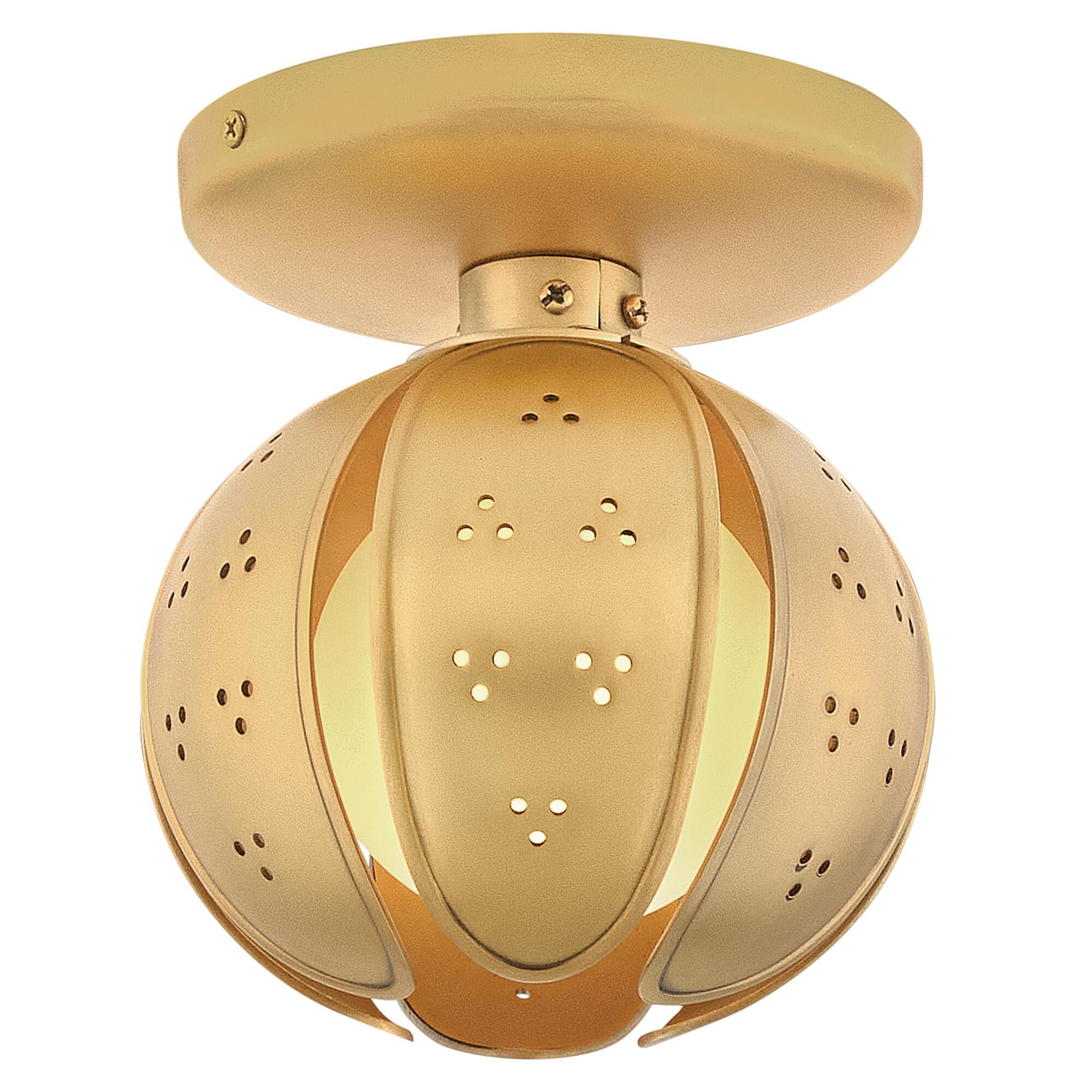 Shown in Unlacquered Brass finish and Etched Opal glass