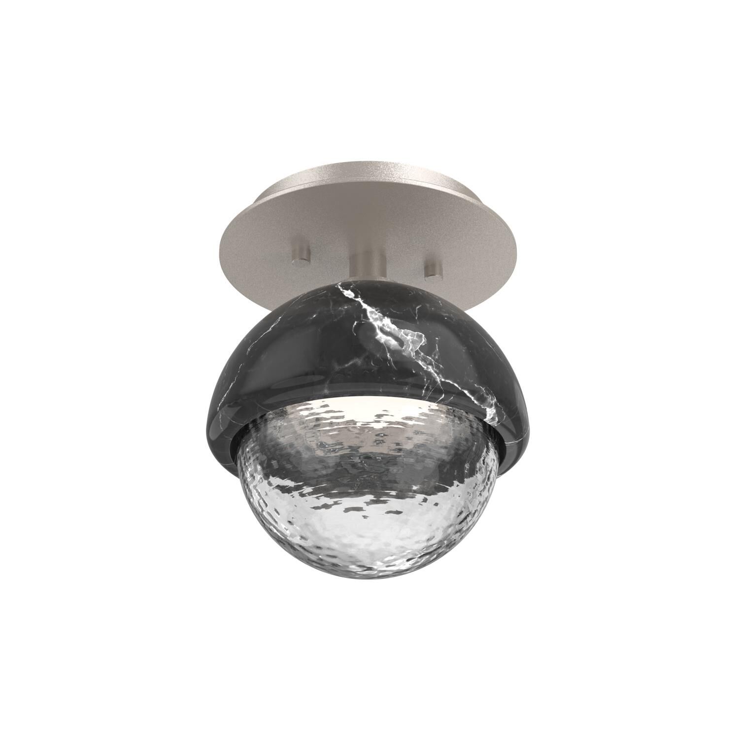 Shown in Beige Silver finish and Clear glass and Black Marble accent
