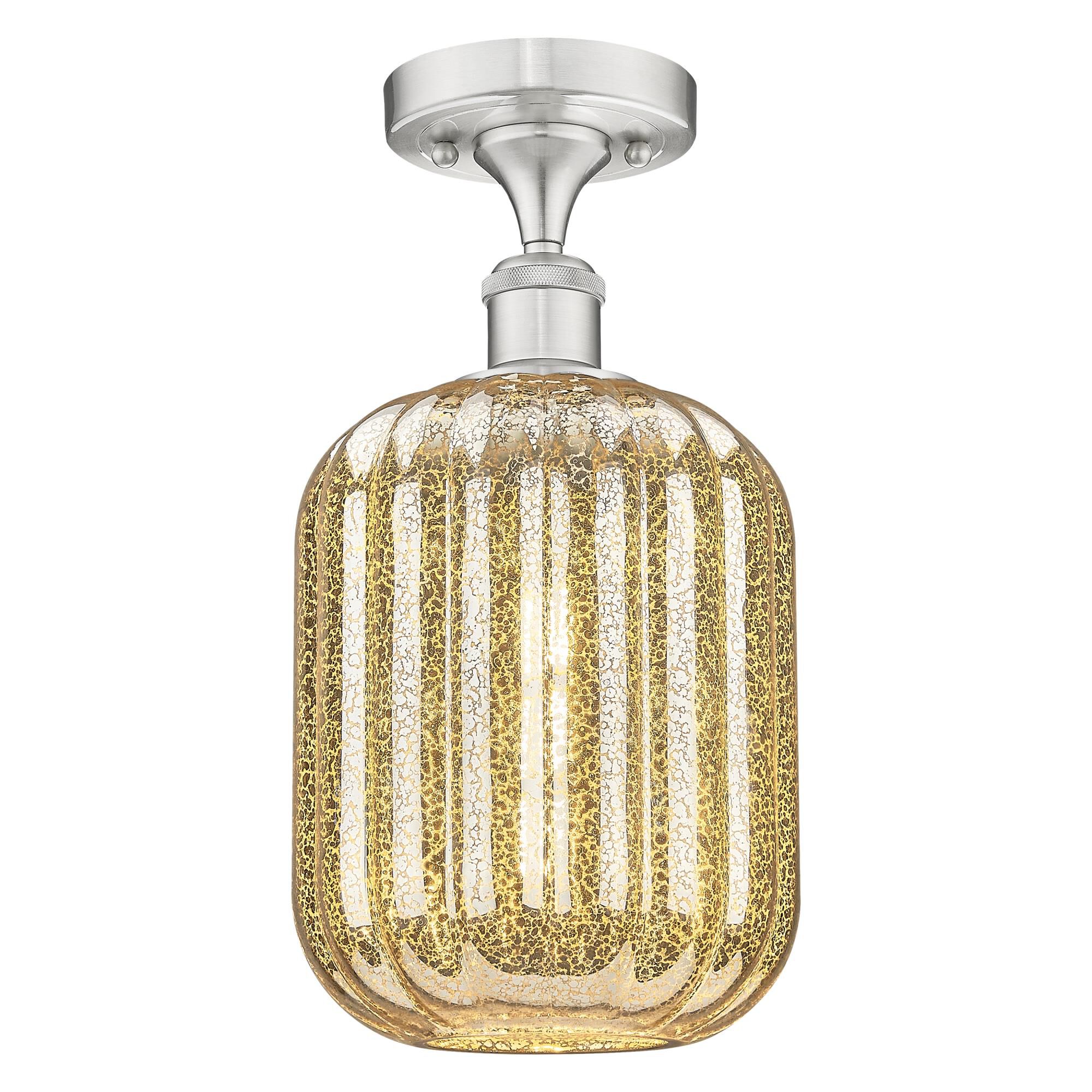 Shown in Brushed Satin Nickel finish and Mercury glass