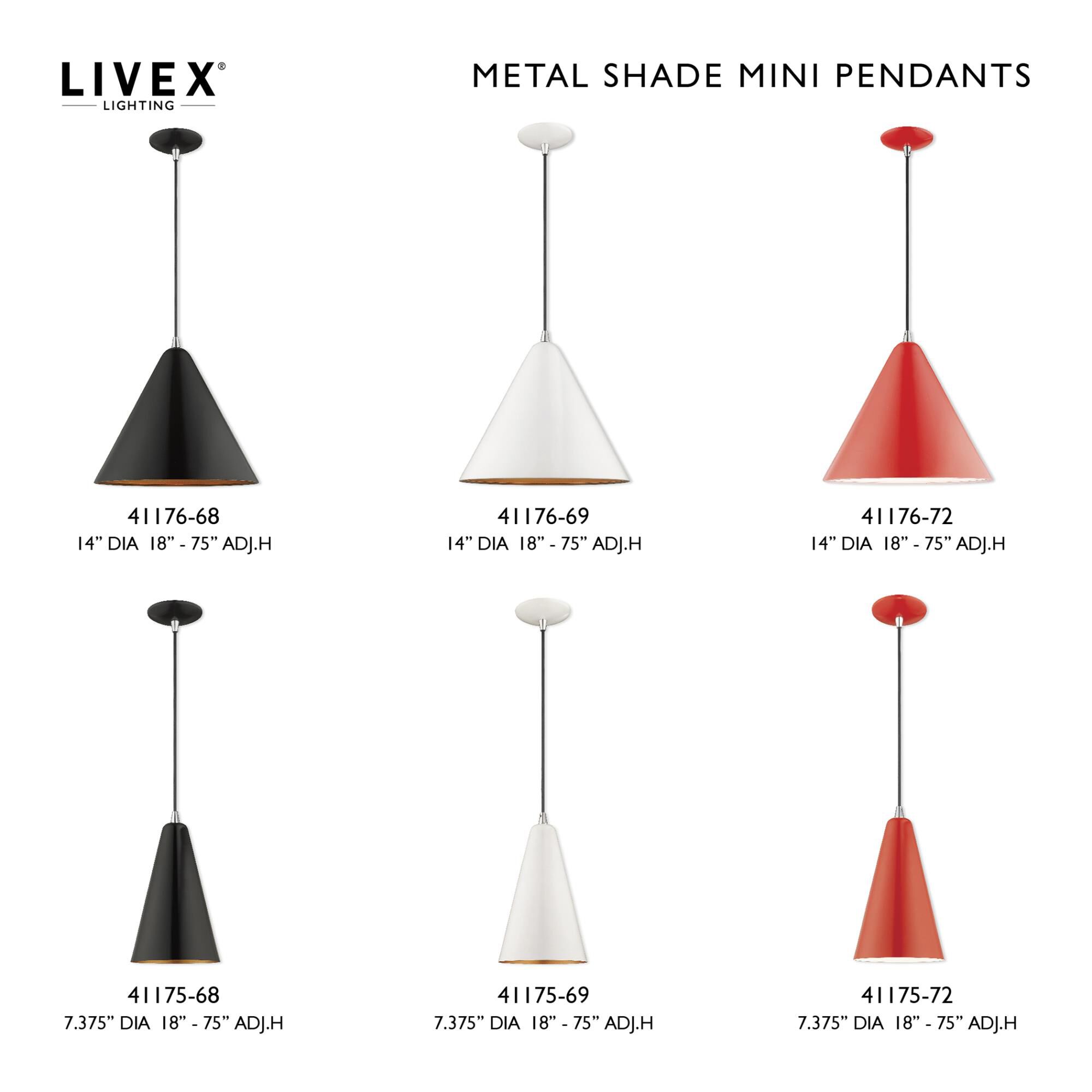 Shown in Shiny White finish and Shiny White Metal With Gold Inside shade