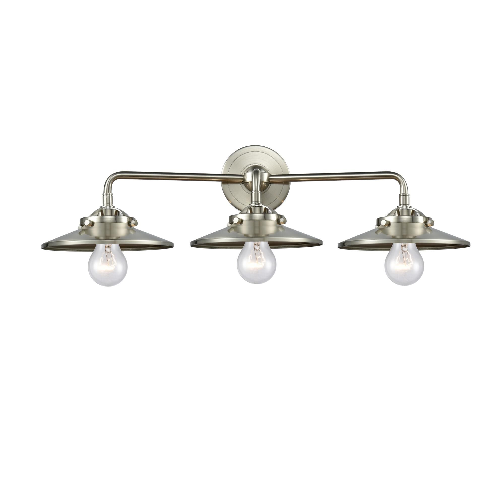Shown in Brushed Satin Nickel finish and Metal - Brushed Satin Nickel shade