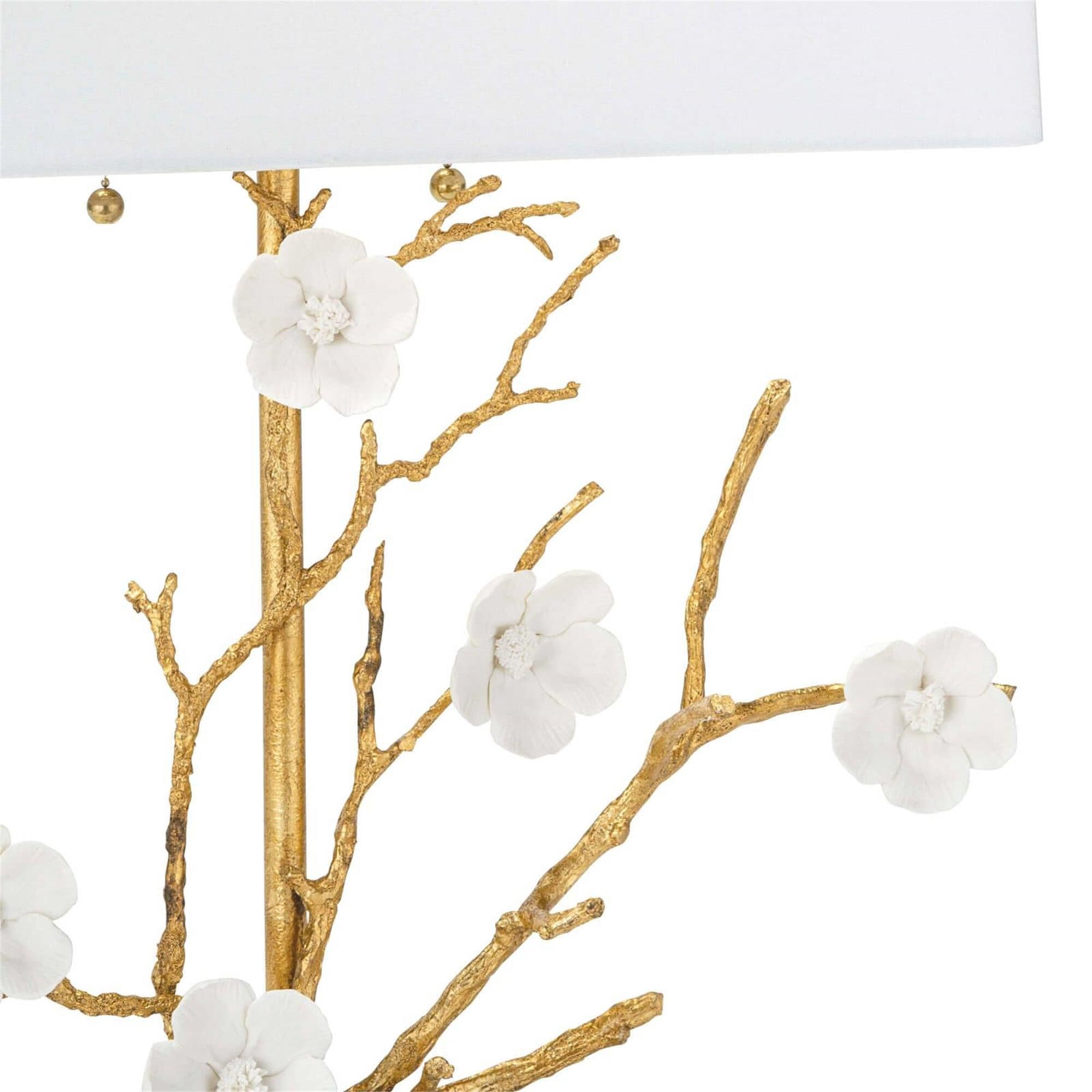 Shown in Gold finish and Linen shade