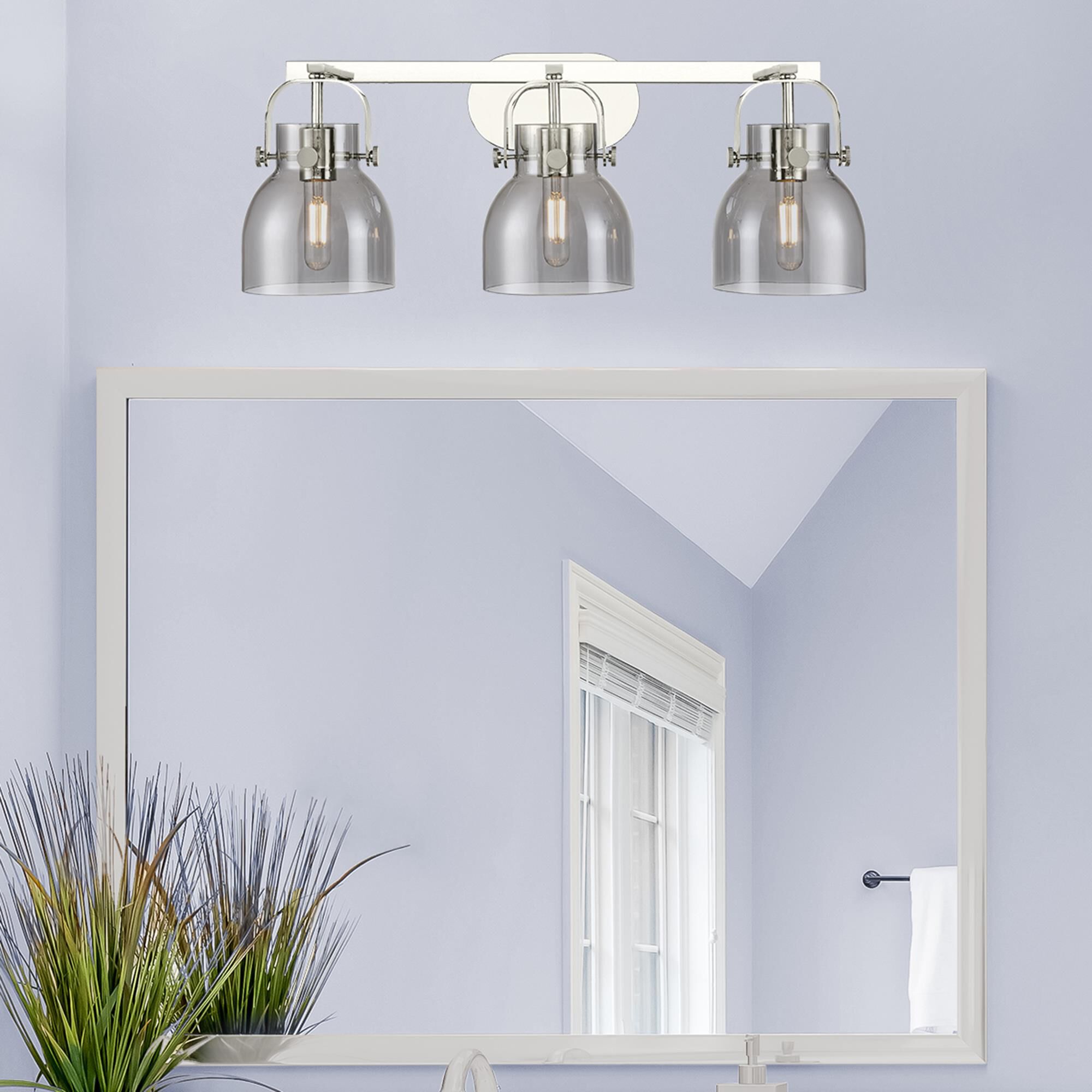 Shown in Polished Nickel finish and Plated Smoke glass