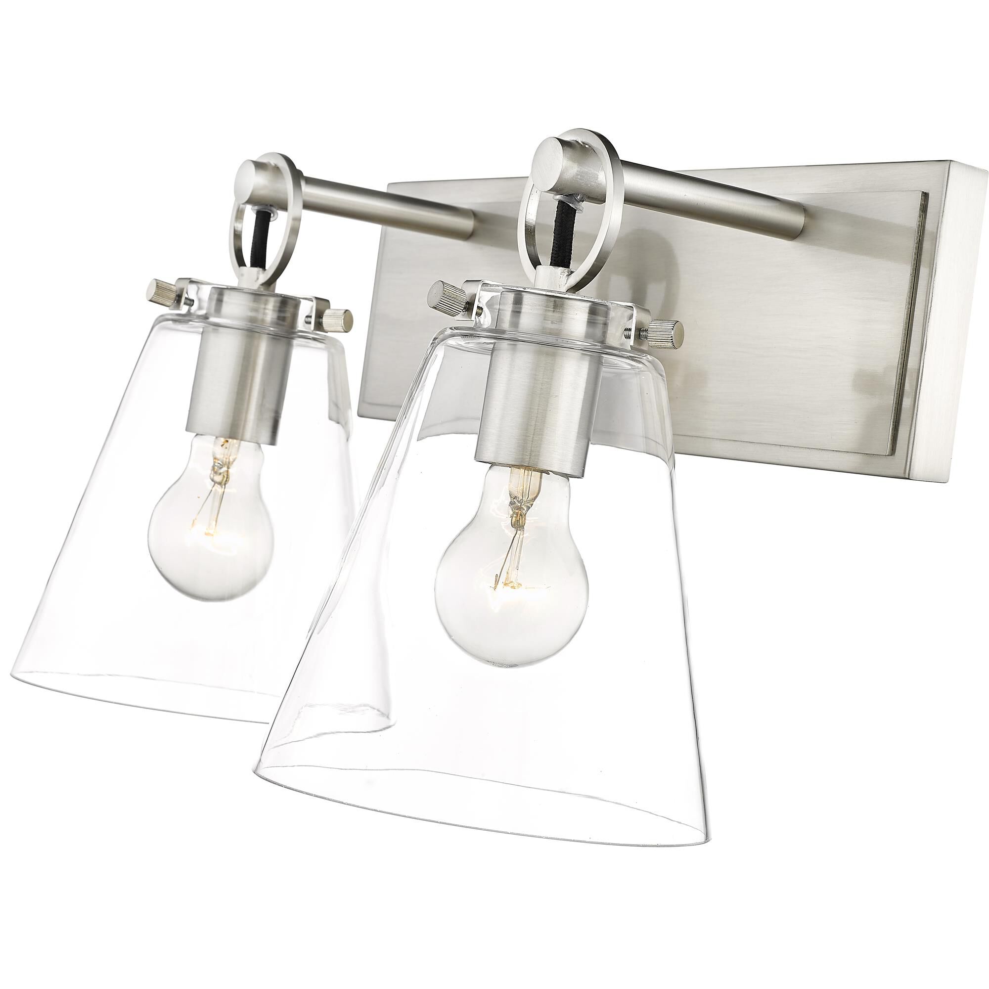 Shown in Brushed Nickel finish and Glass shade