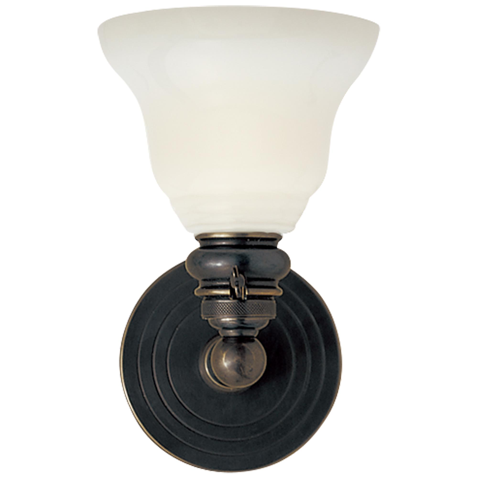 Shown in Bronze finish and White glass