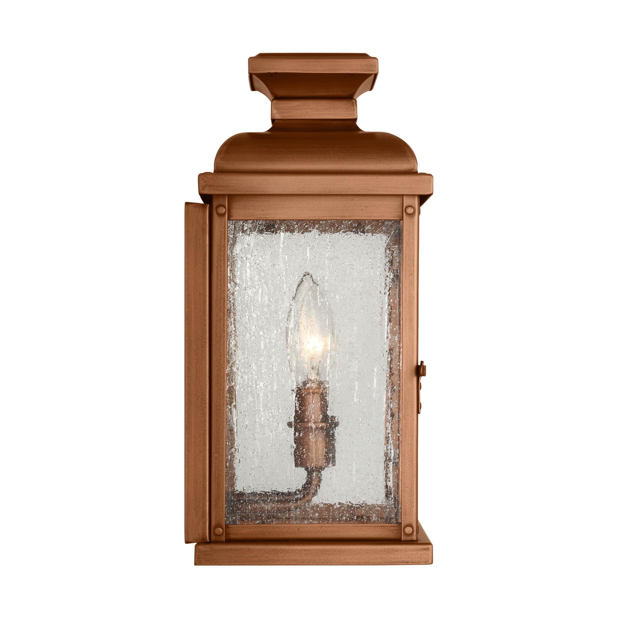 Shown in Natural Copper finish and Clear Seeded glass