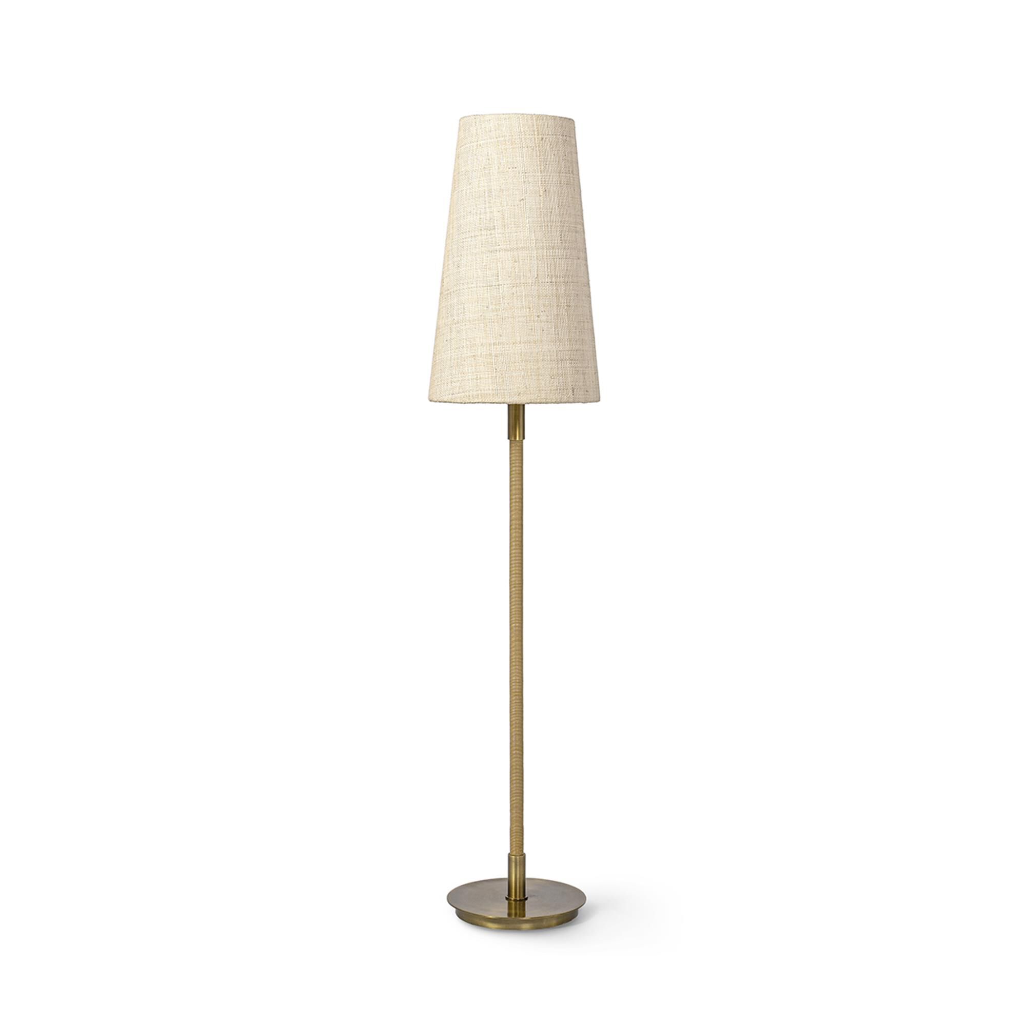 Shown in Brass finish and Raffia  shade