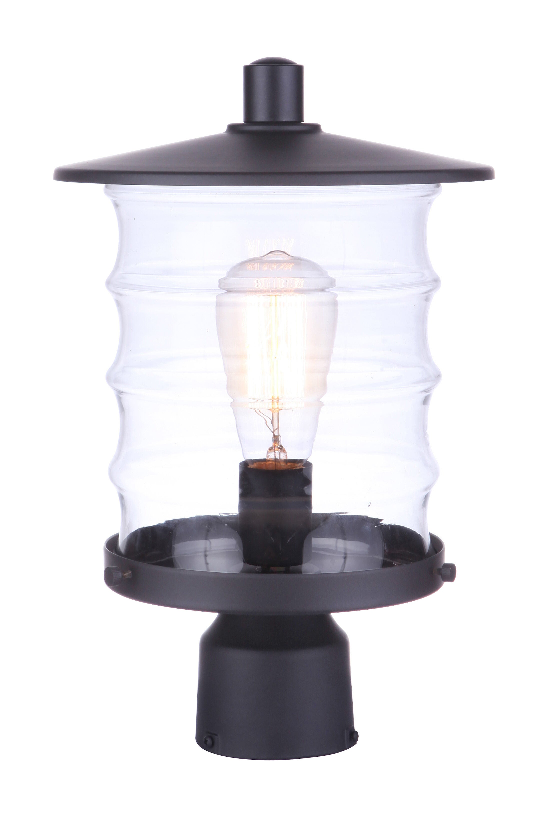 Shown in Midnight finish and Clear glass and Glass shade