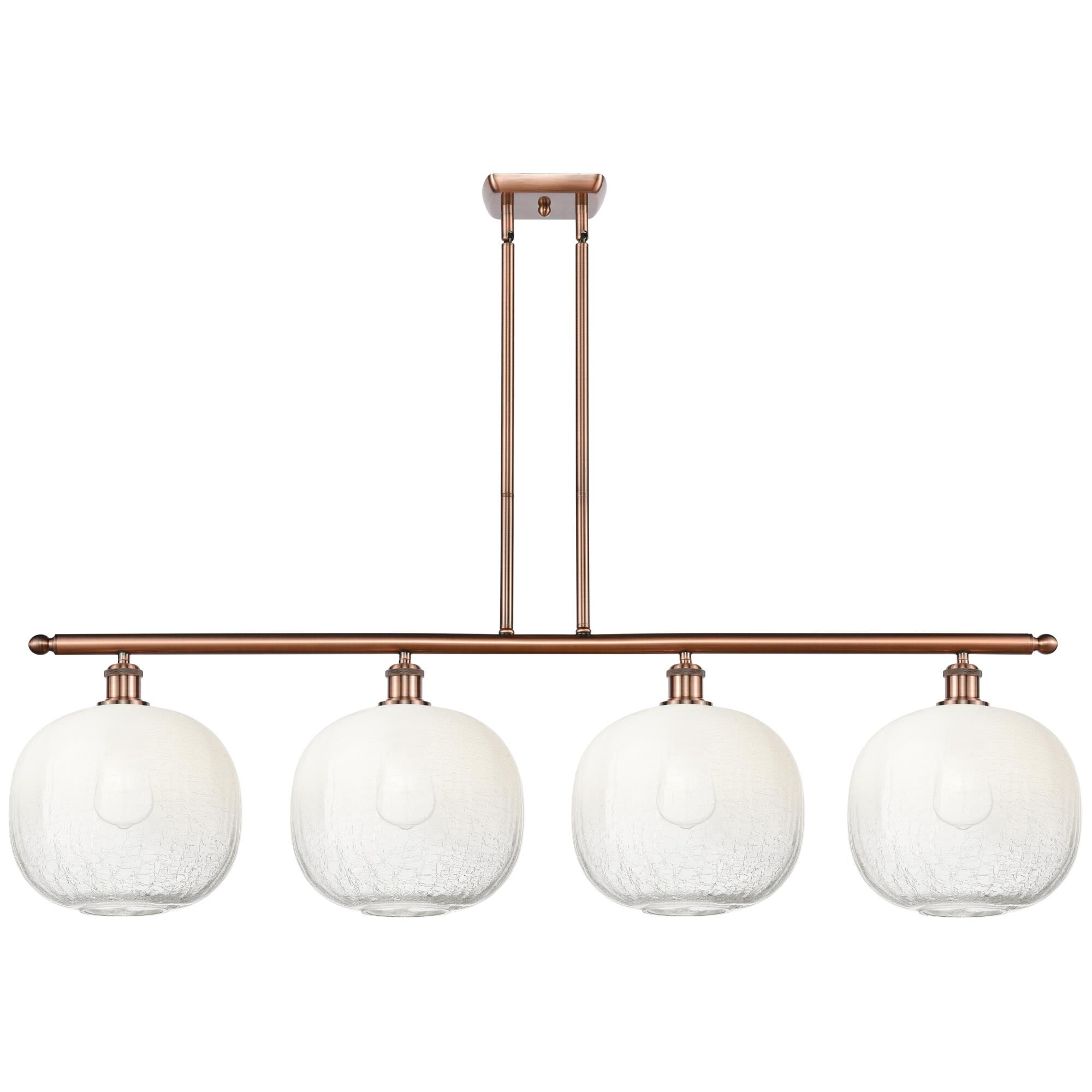 Shown in Antique Copper finish and Opal glass