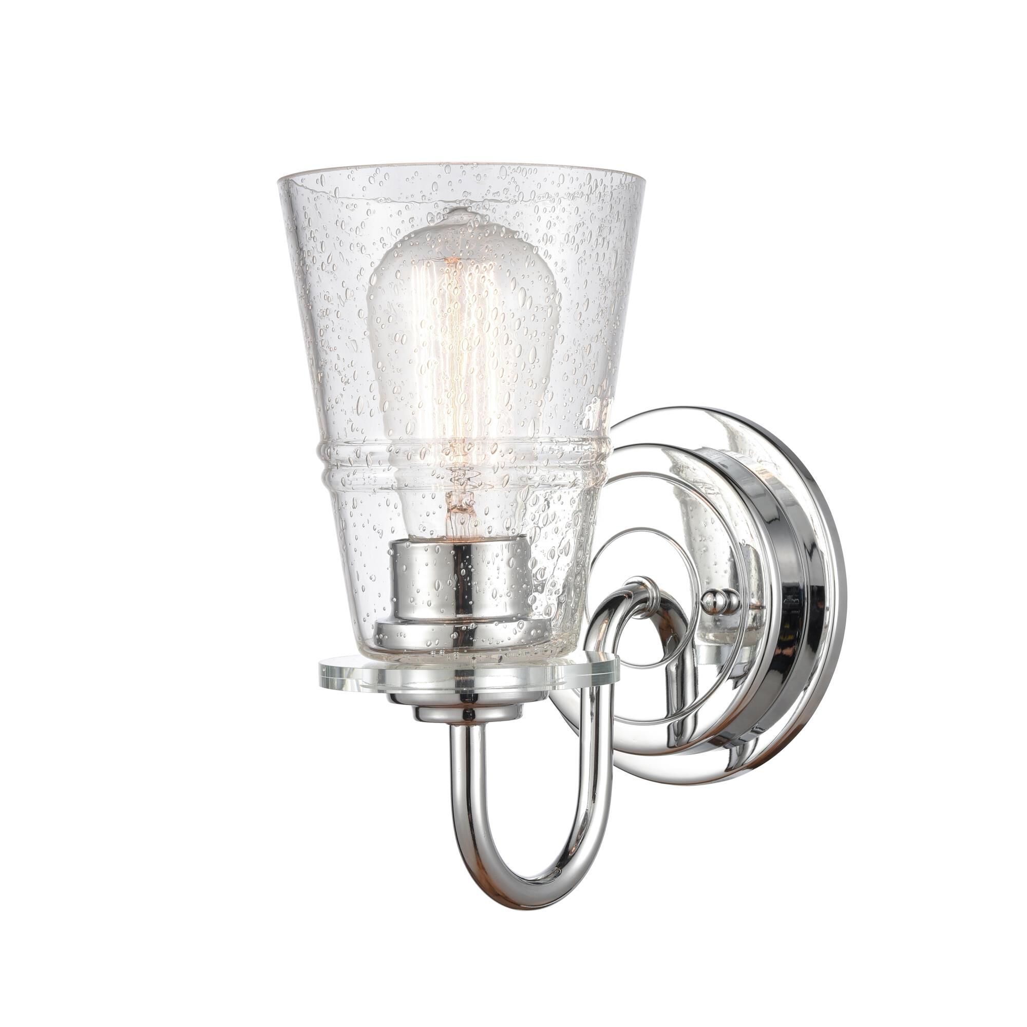 Shown in Polished Chrome finish and Seedy Scarlett glass