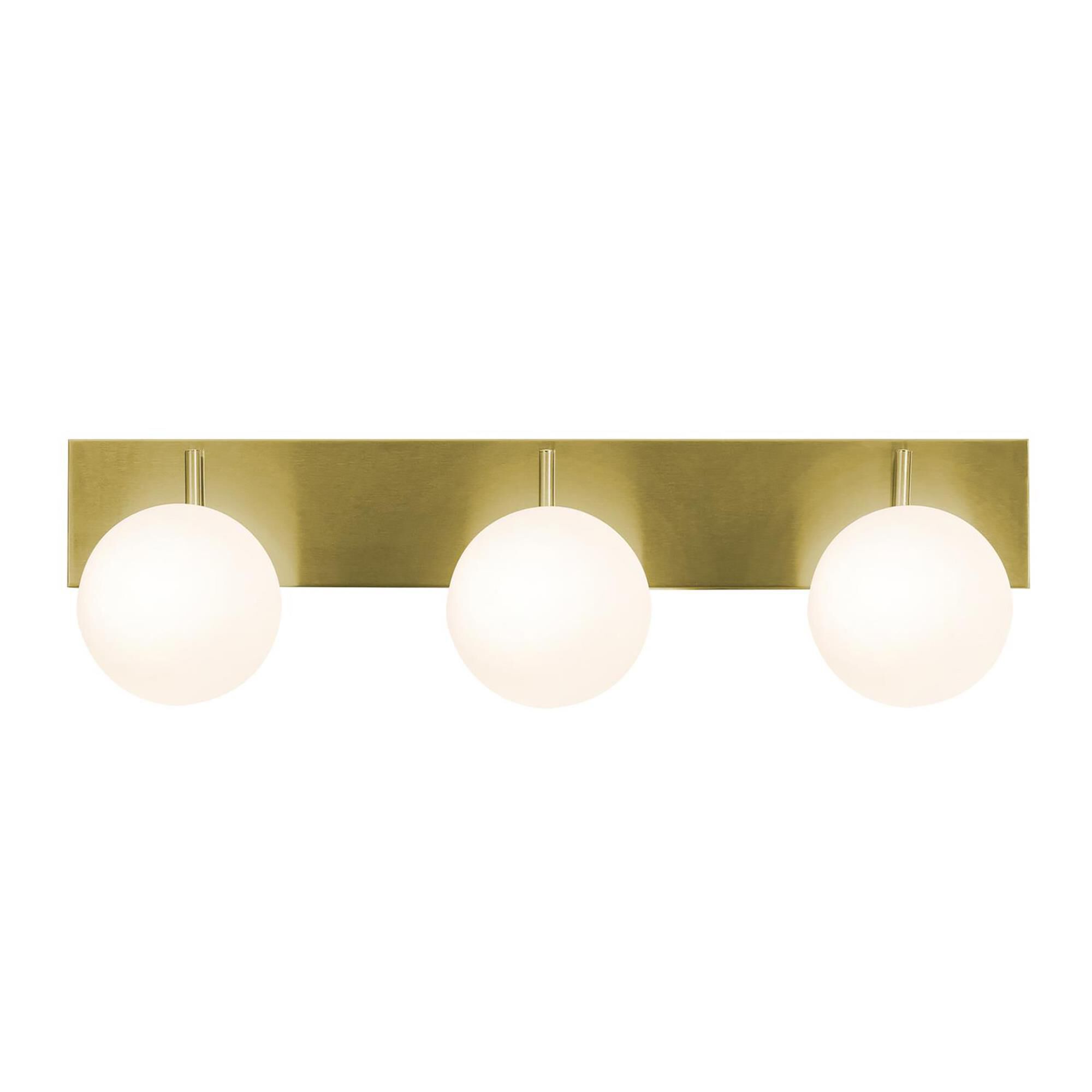 Shown in Satin Brass finish and White glass