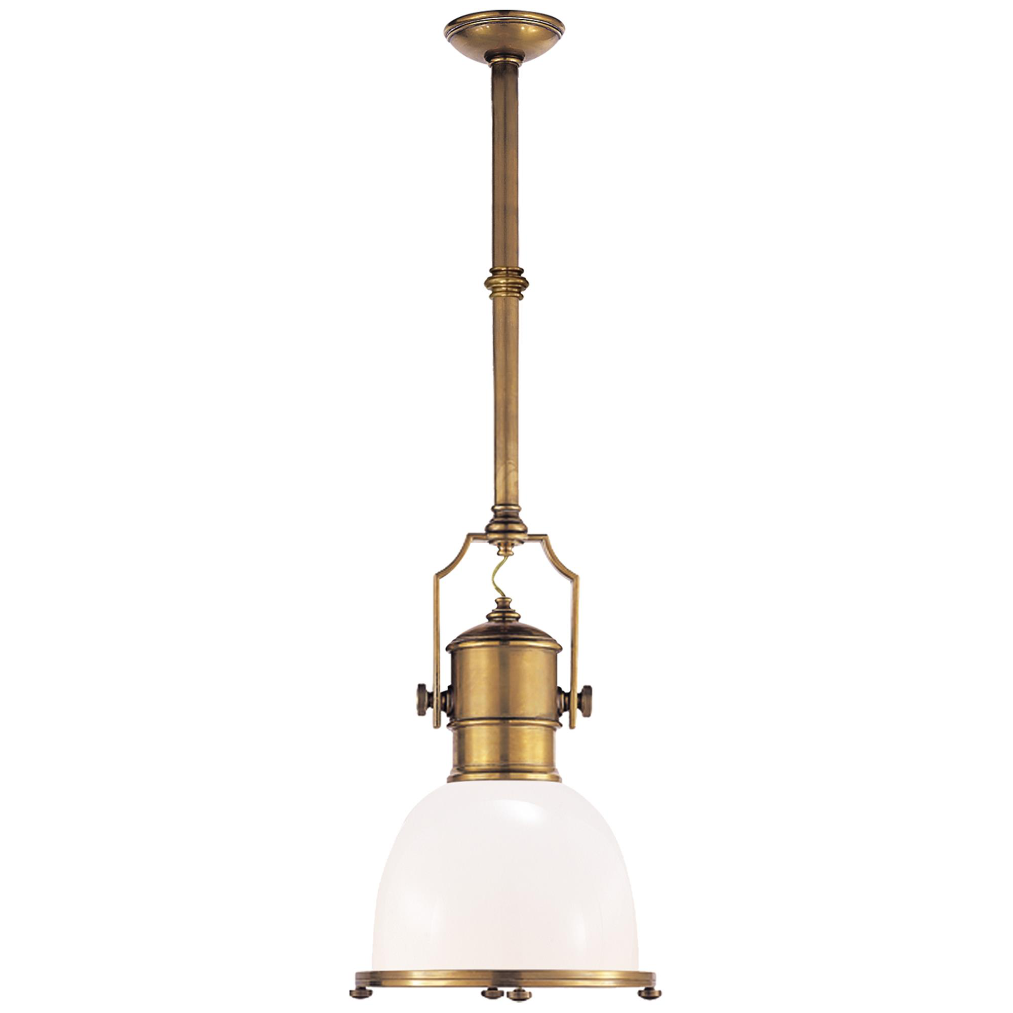 Shown in Antique-Burnished Brass finish and White Glass shade