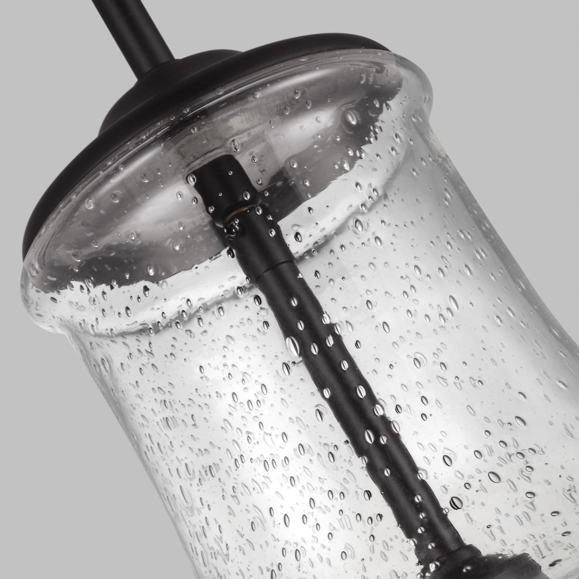 Shown in Oil Rubbed Bronze finish and clear seeded shade glass and Clear Seeded shade