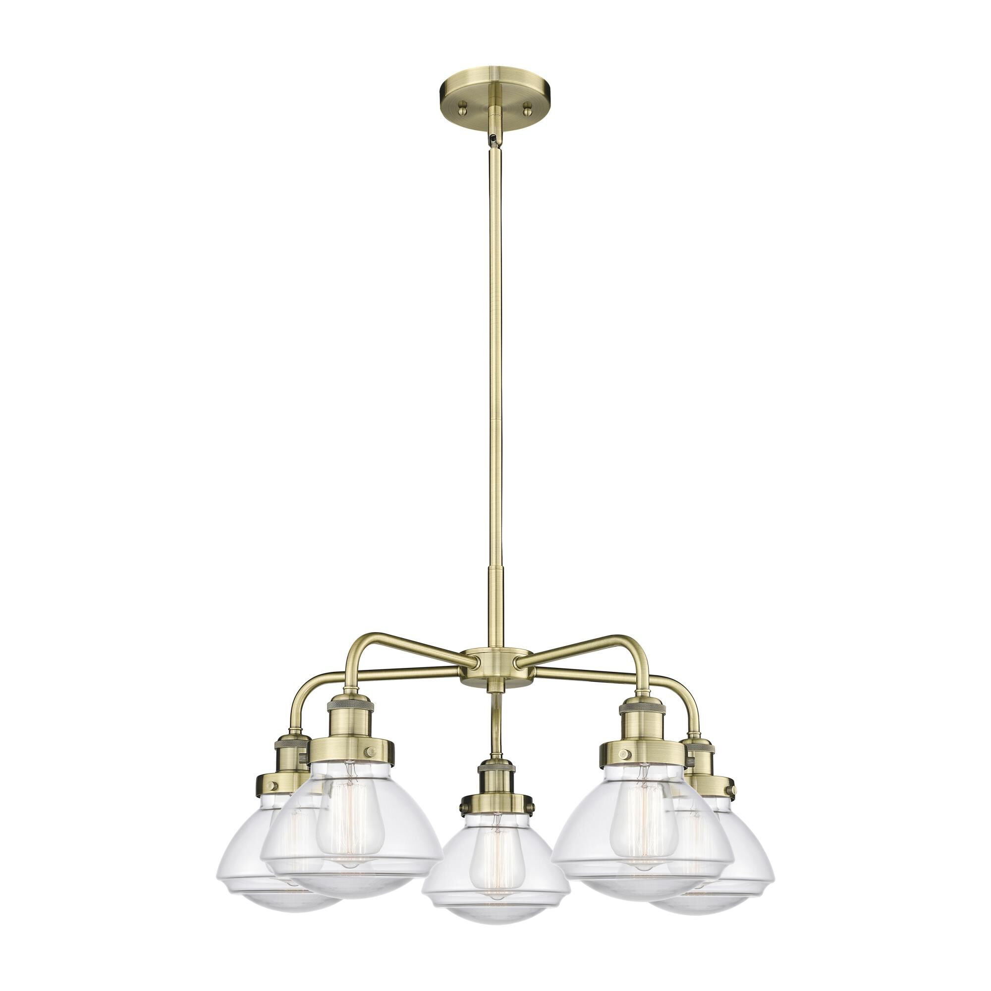 Shown in Antique Brass finish and Clear glass