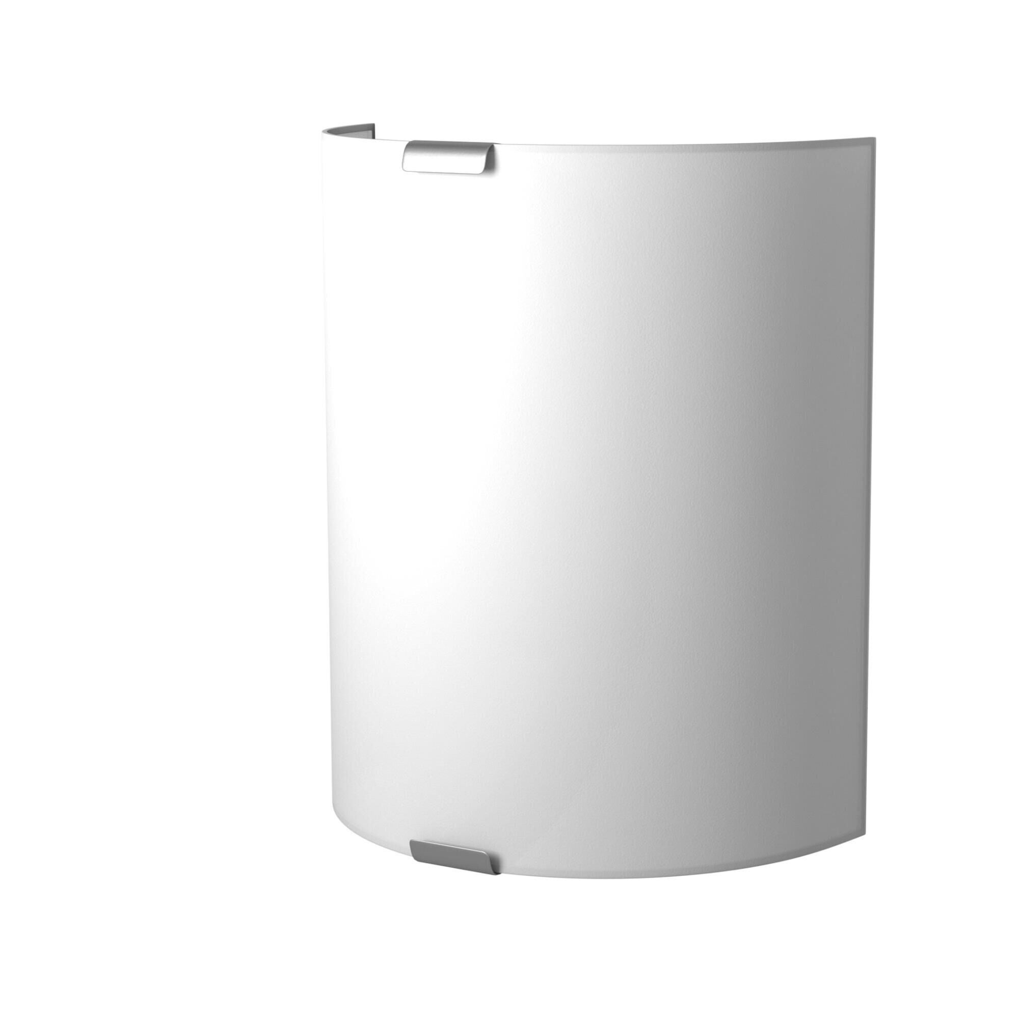 Shown in Chrome finish and Satin glass