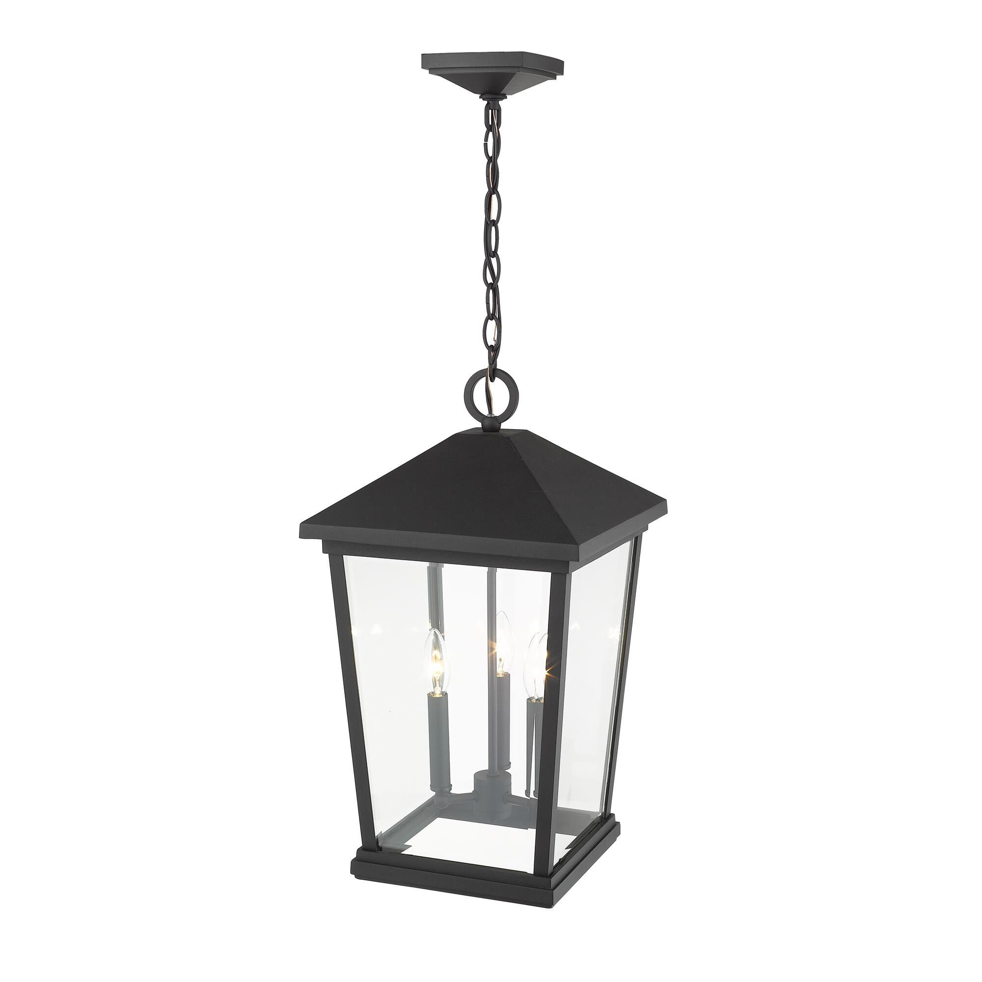 Shown in Black finish and Glass shade
