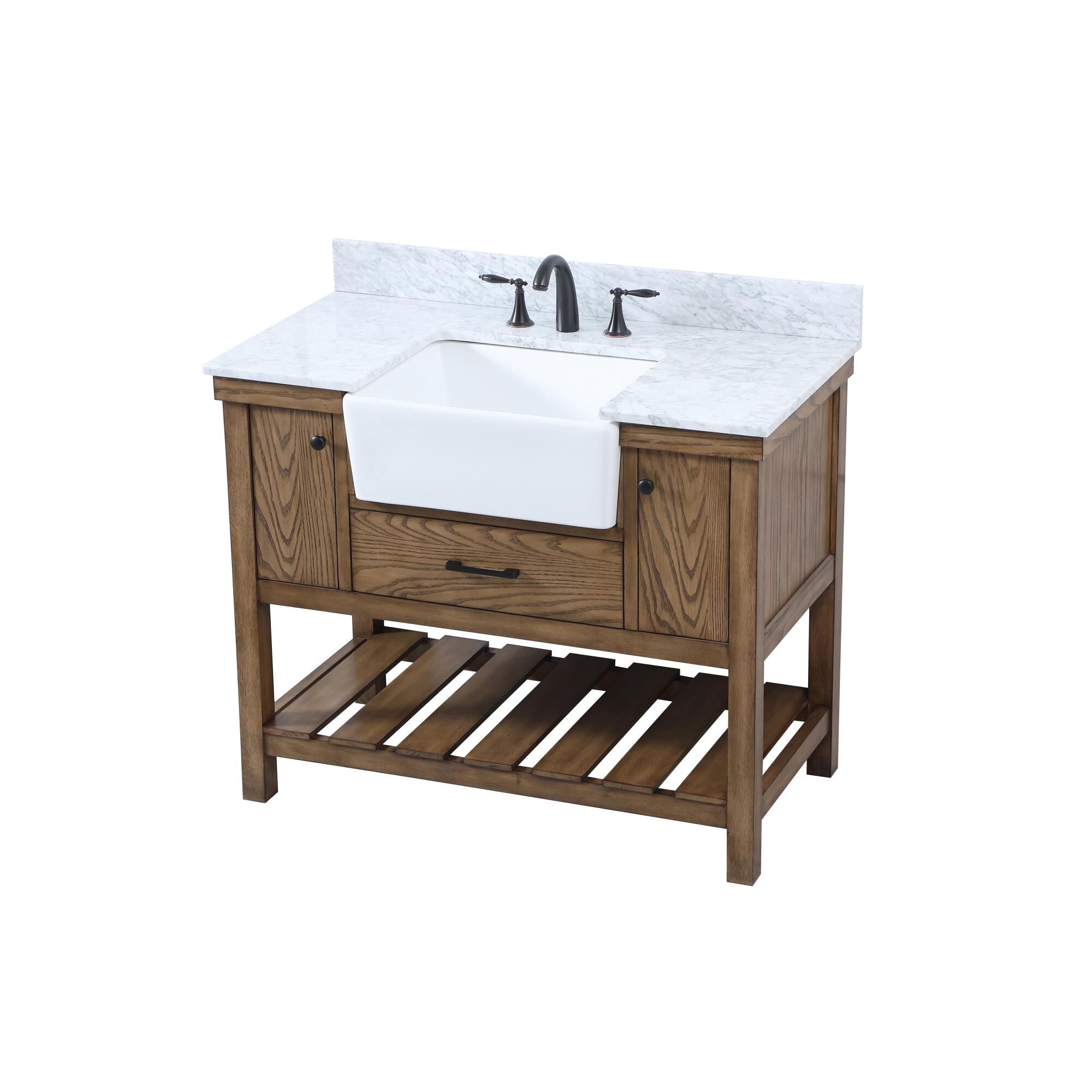 Shown in Driftwood finish and With Backsplash accent