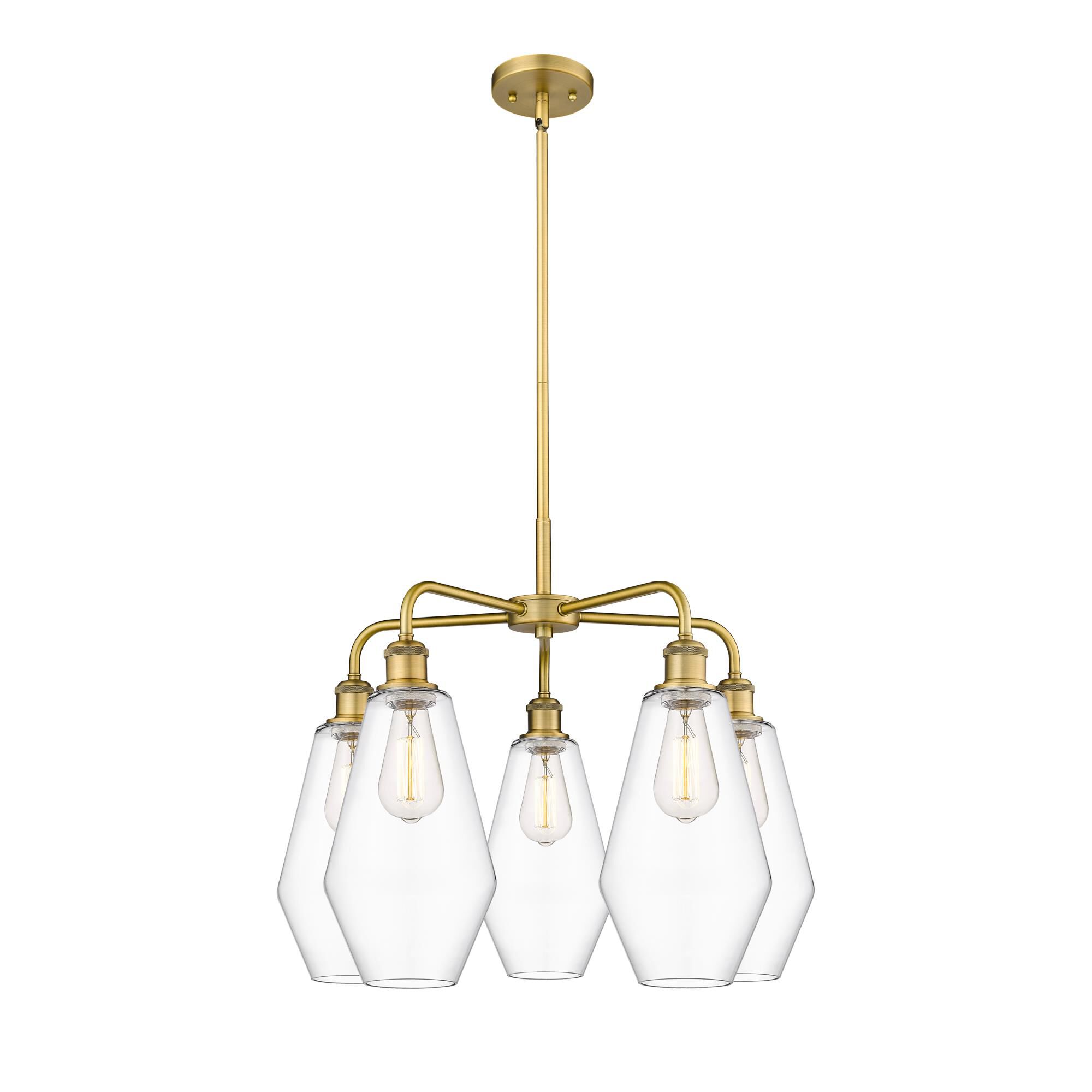 Shown in Brushed Brass finish and Clear glass