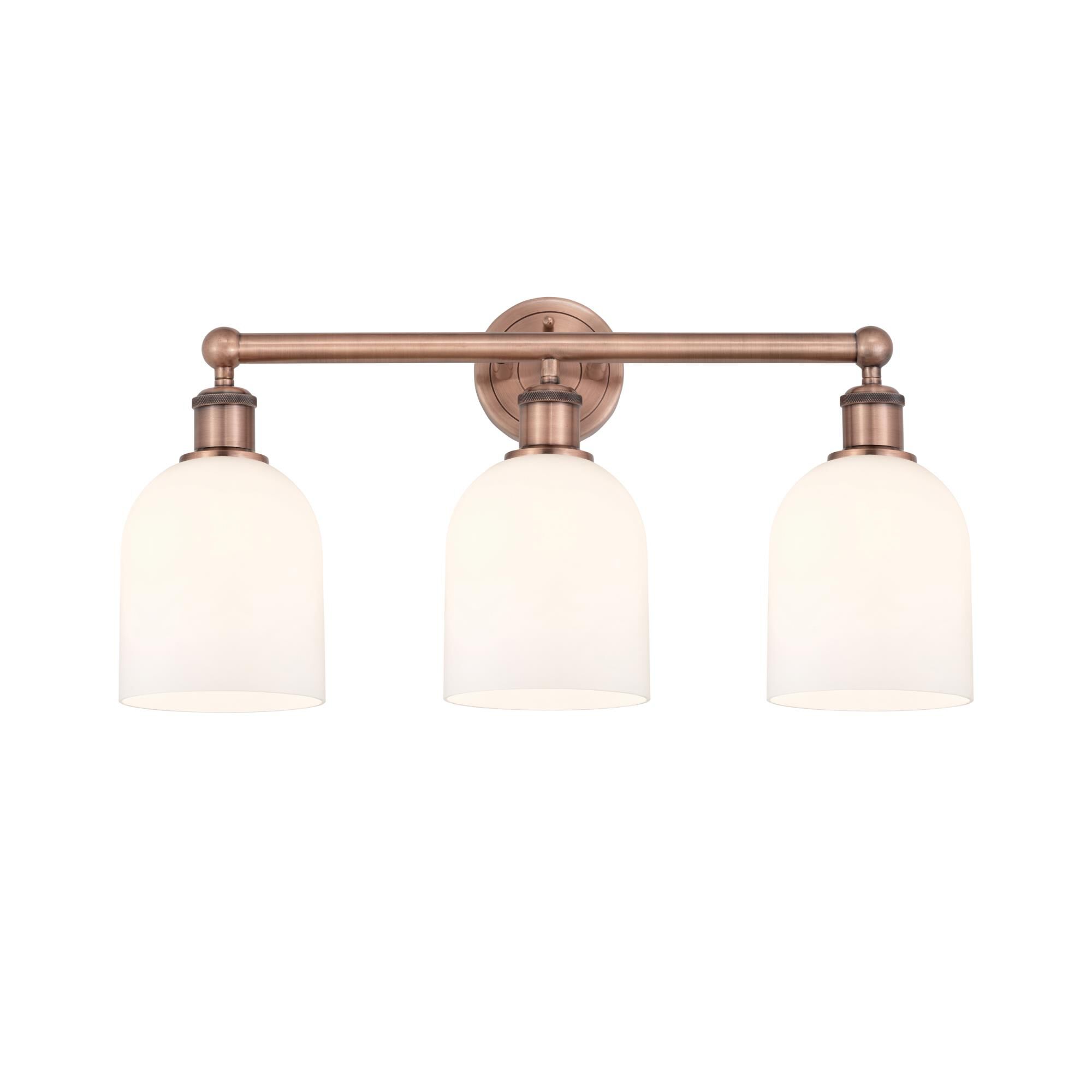 Shown in Antique Copper finish and Glossy White glass