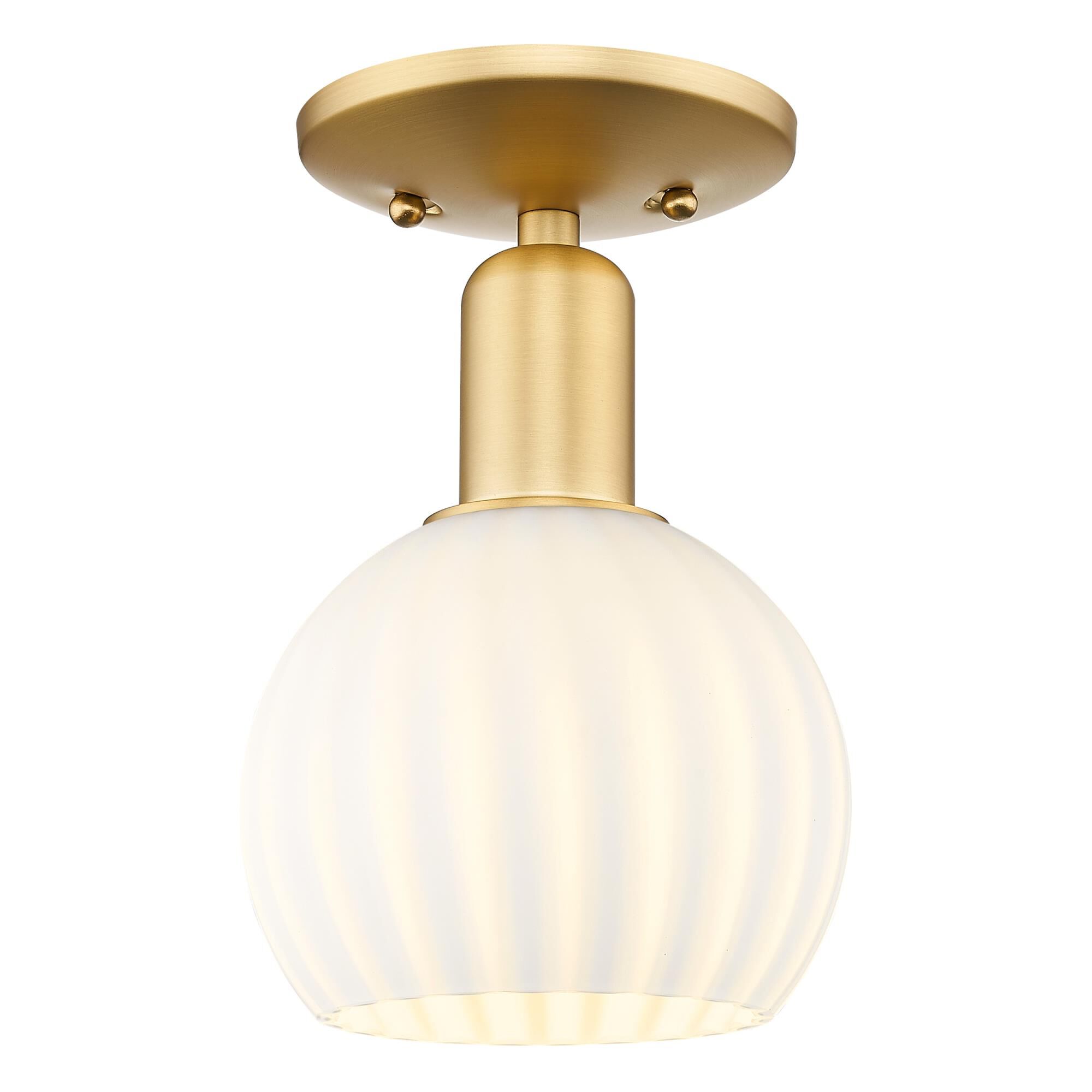 Shown in Satin Gold finish and White Venetian glass