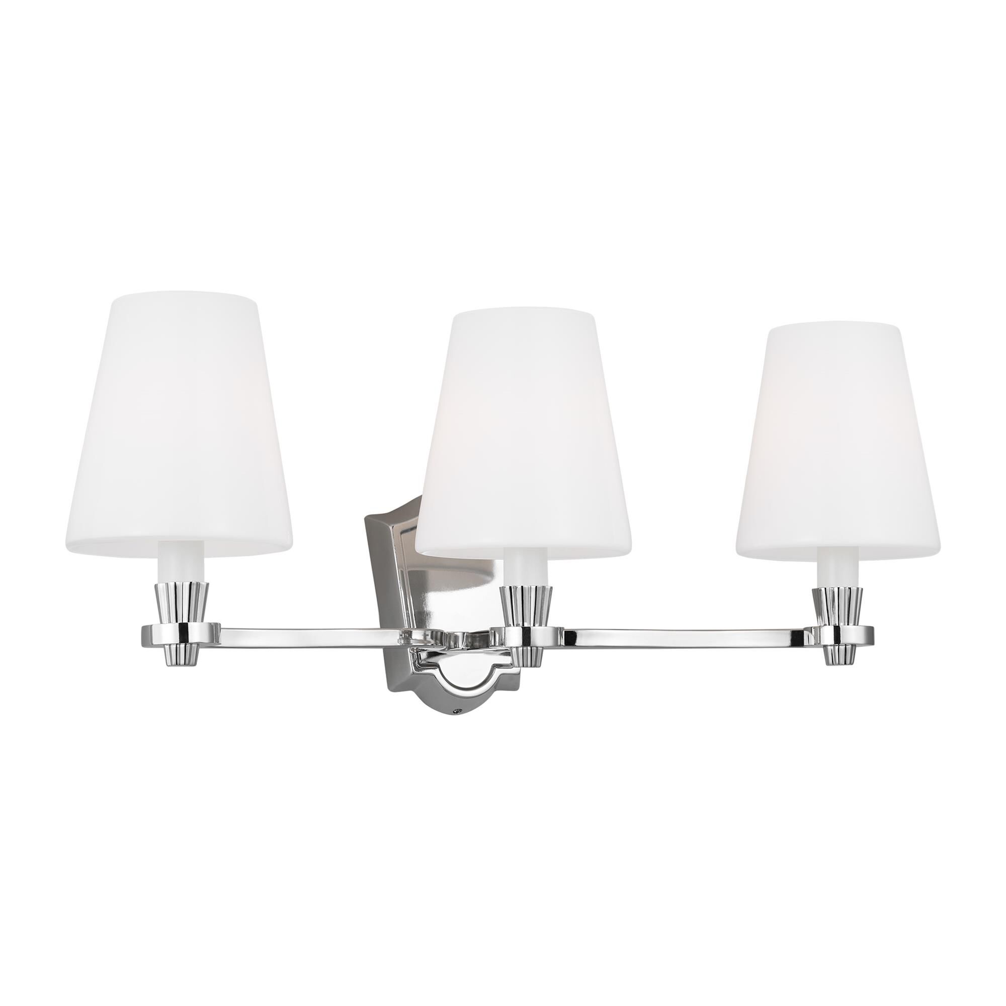 Shown in Polished Nickel finish and Milk White Glass s shade