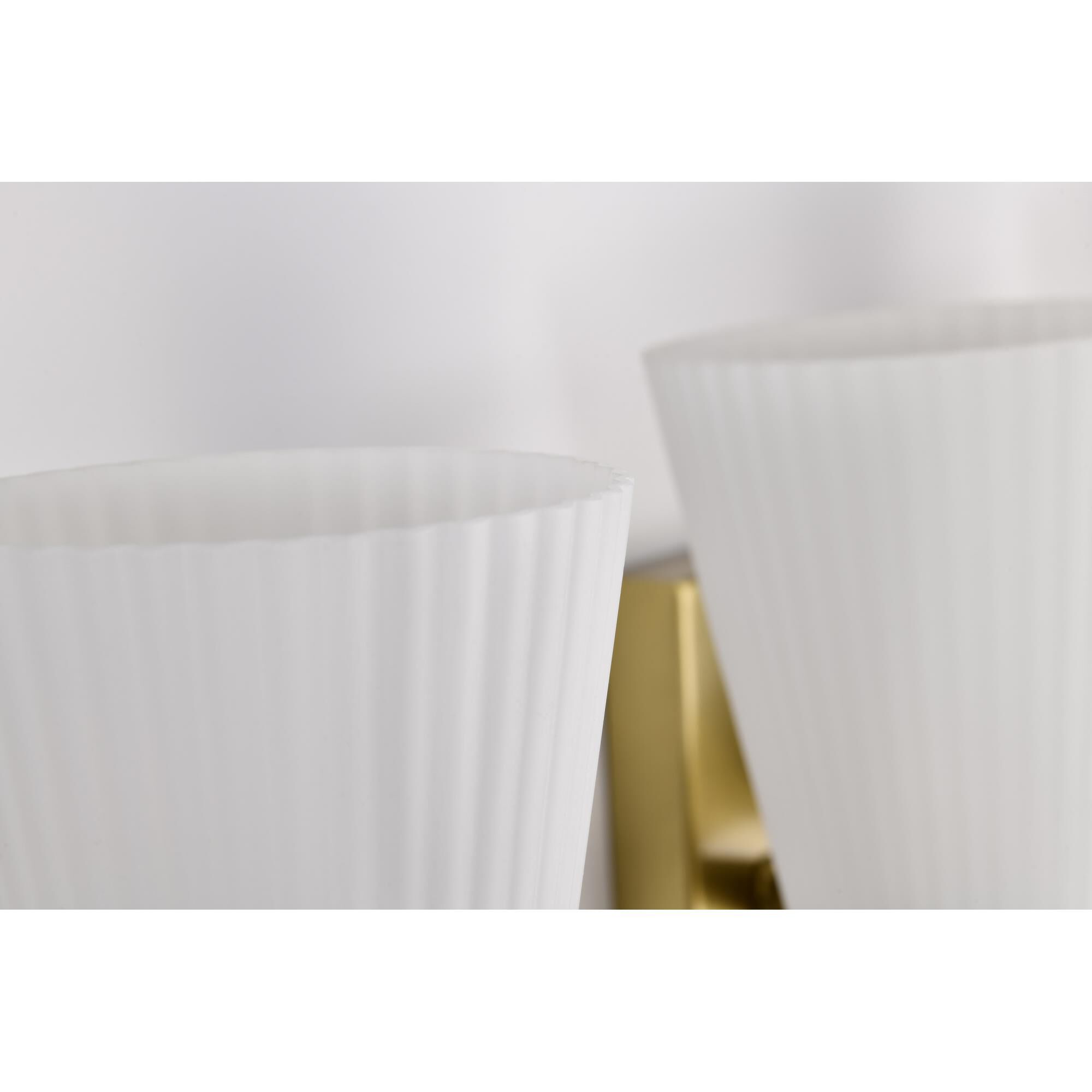 Shown in Burnished Brass finish and Ribbed White glass