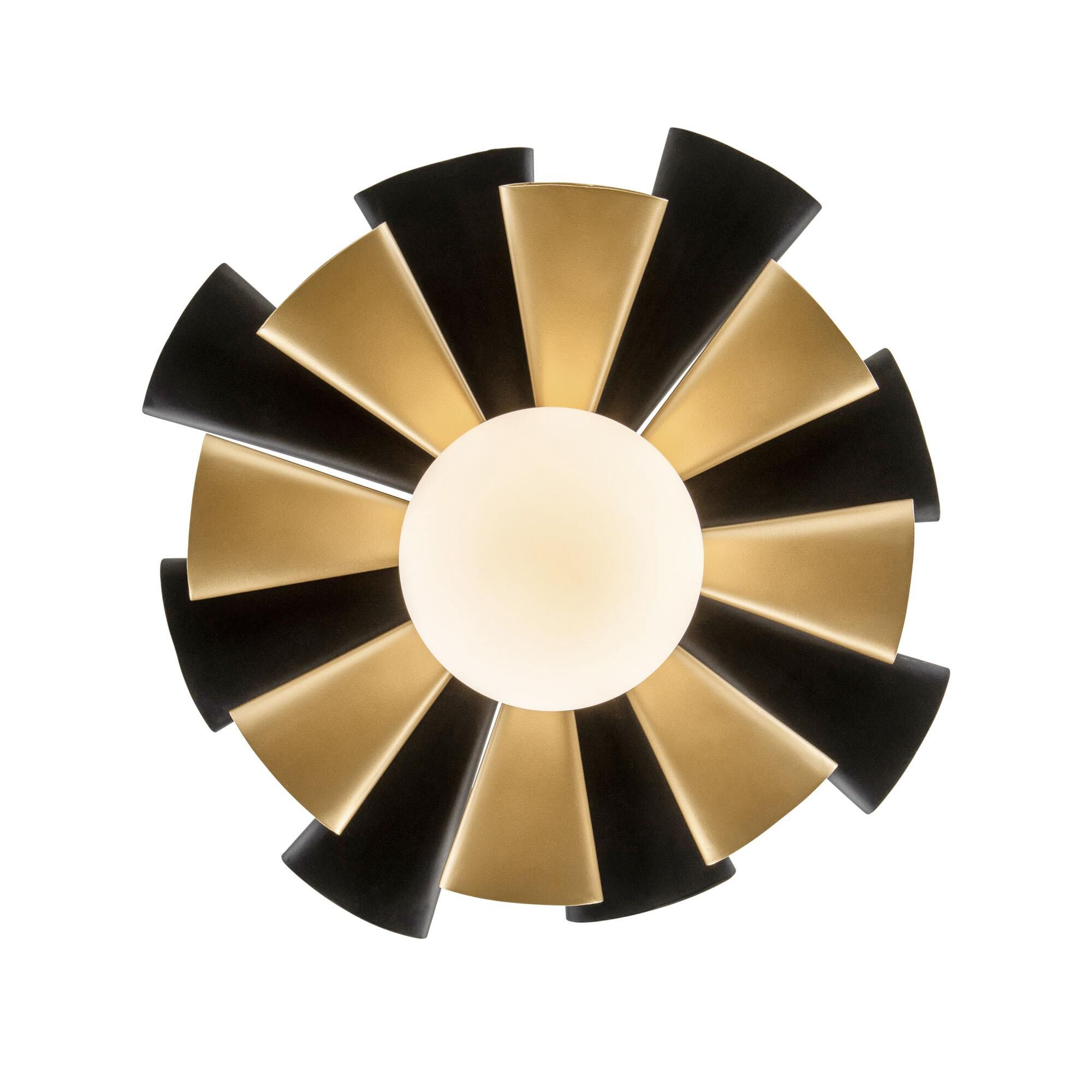 Shown in Black and Gold finish and Frosted Opal White glass
