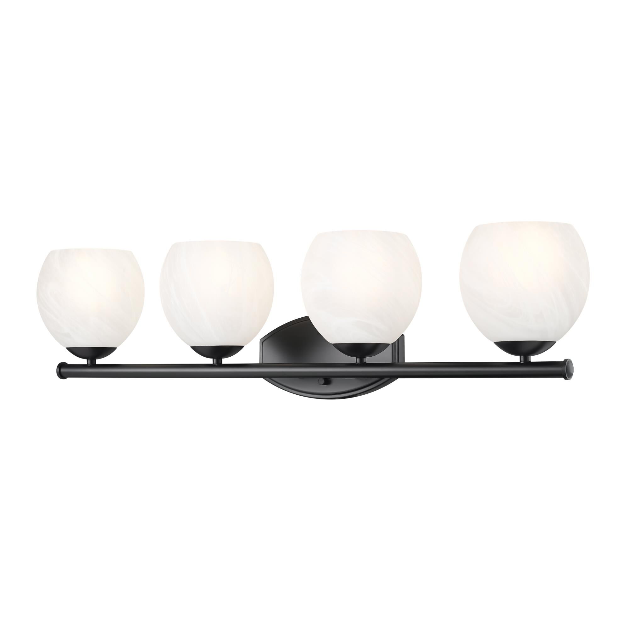 Shown in Matte Black finish and Feathered White glass