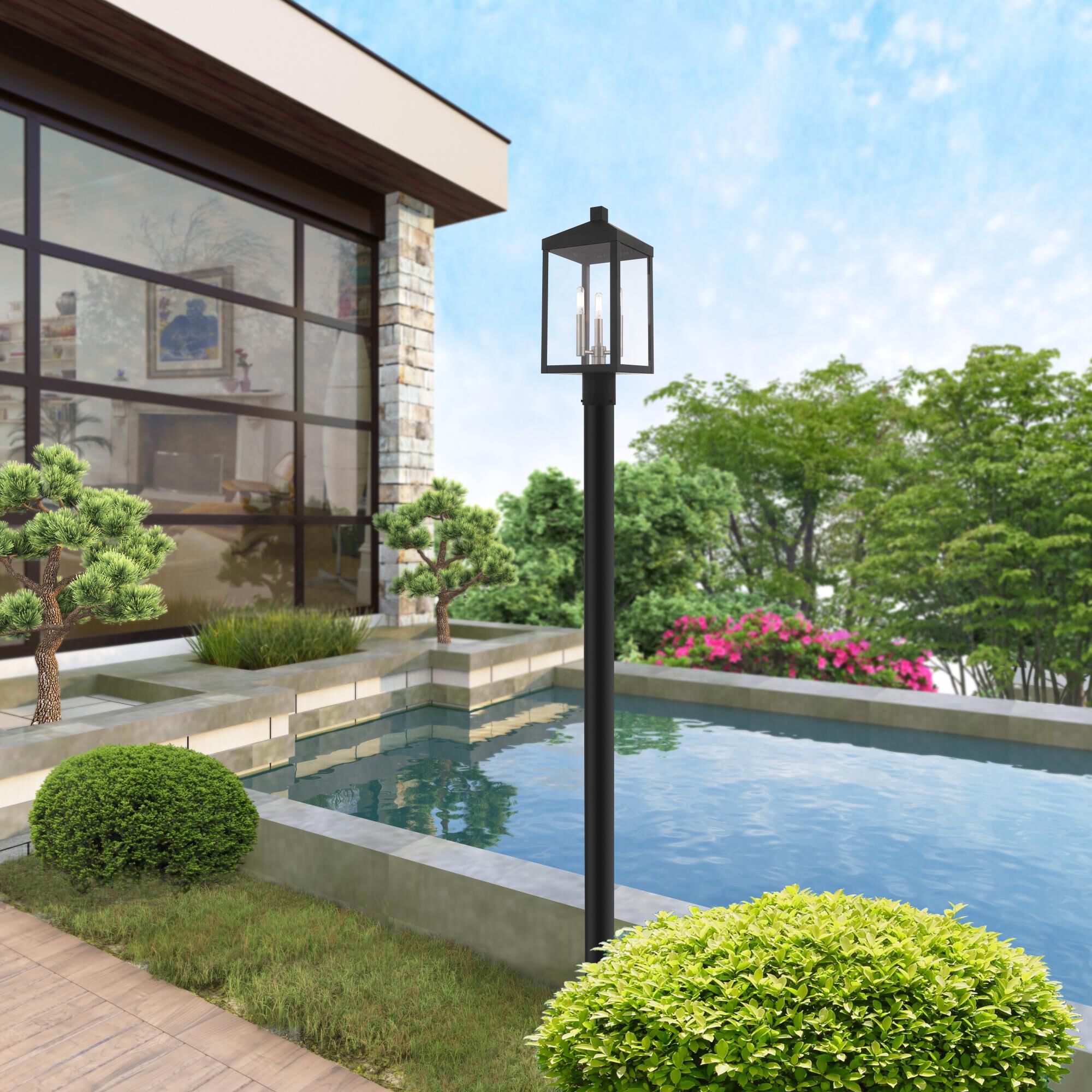 Nyack 19 Inch Tall 3 Light Outdoor Post Lamp by Livex Lighting