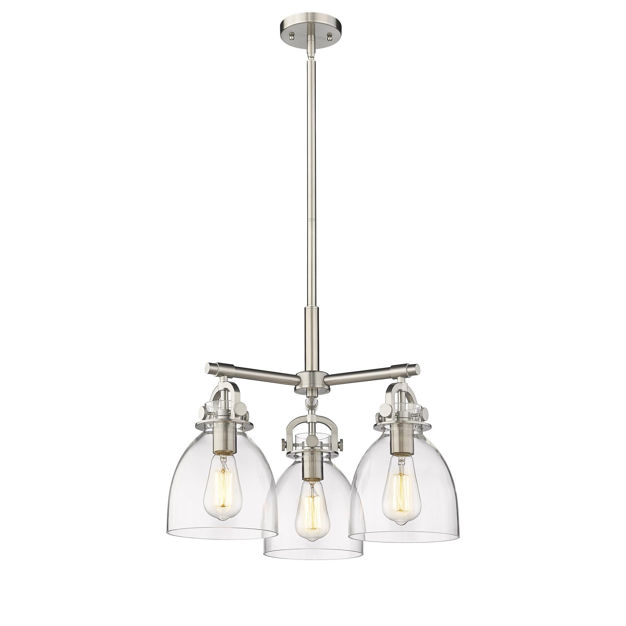 Shown in Satin Nickel finish and Clear glass