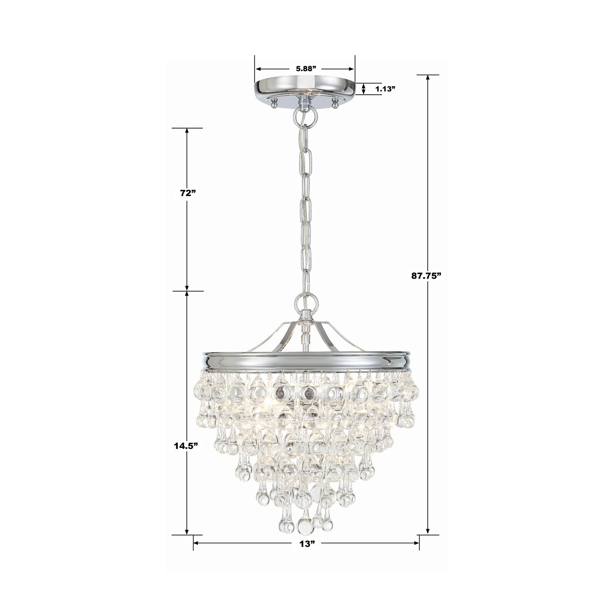 Shown in Polished Chrome finish and Clear Glass Drops crystal