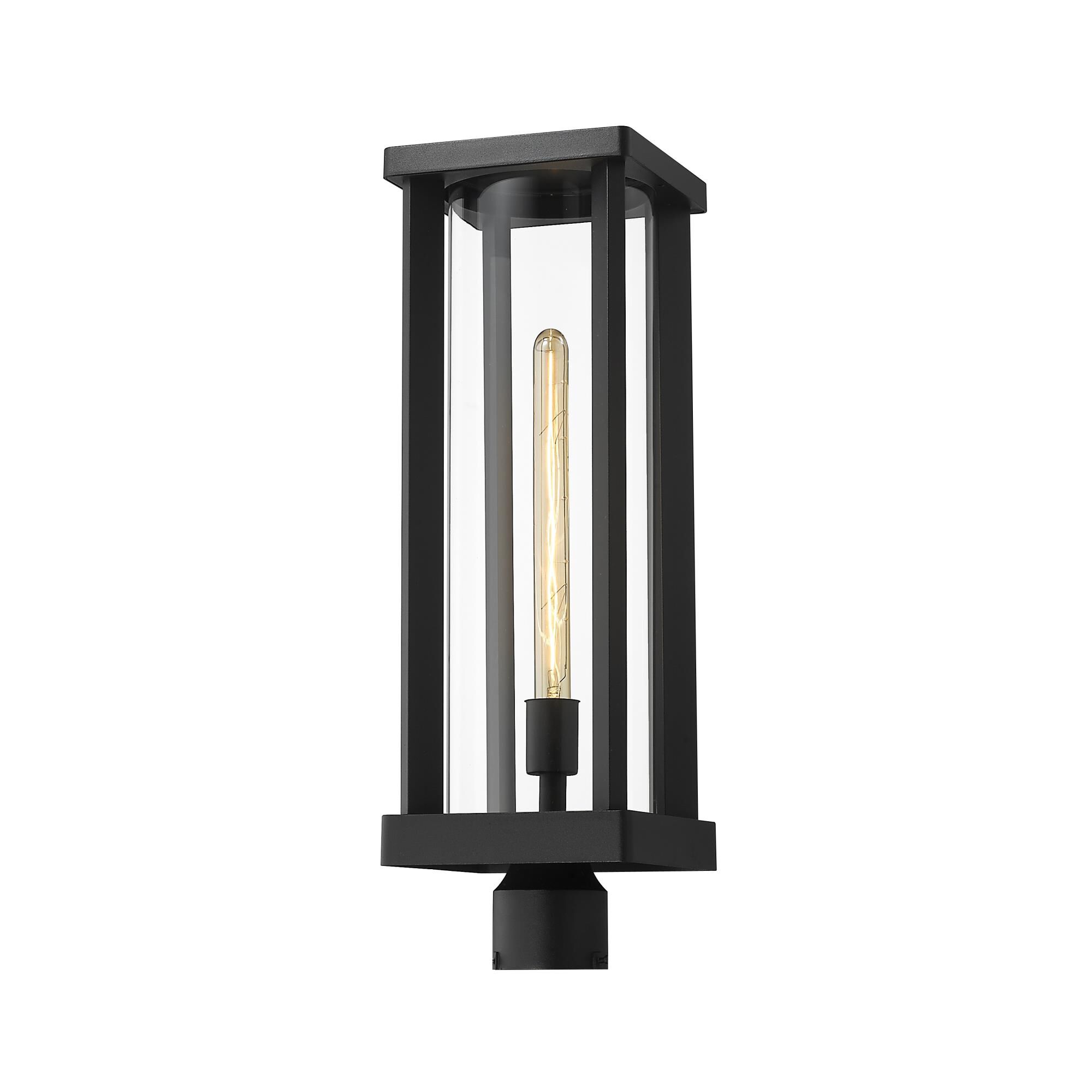 Shown in Black finish and Glass shade