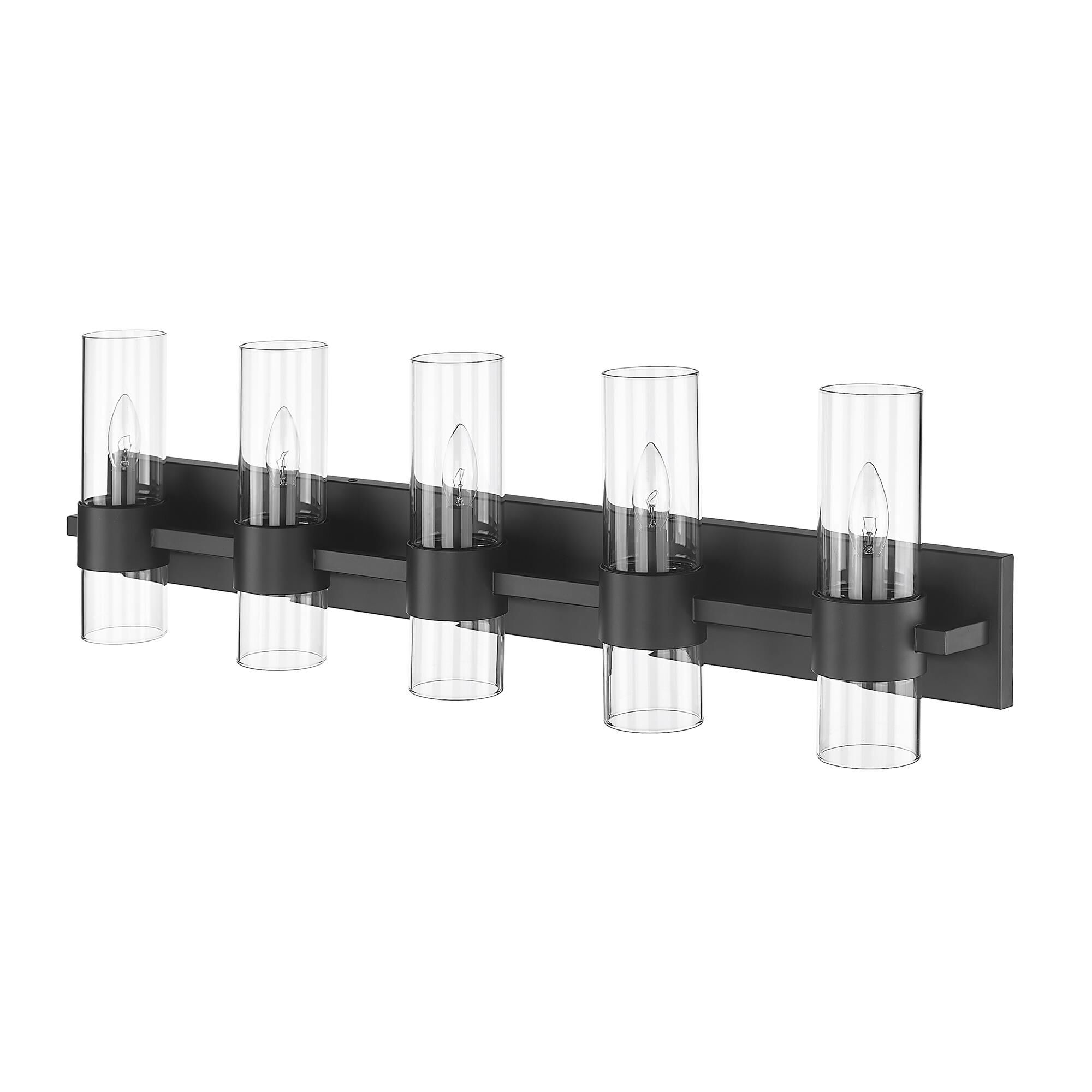Shown in Matte Black finish and Clear glass