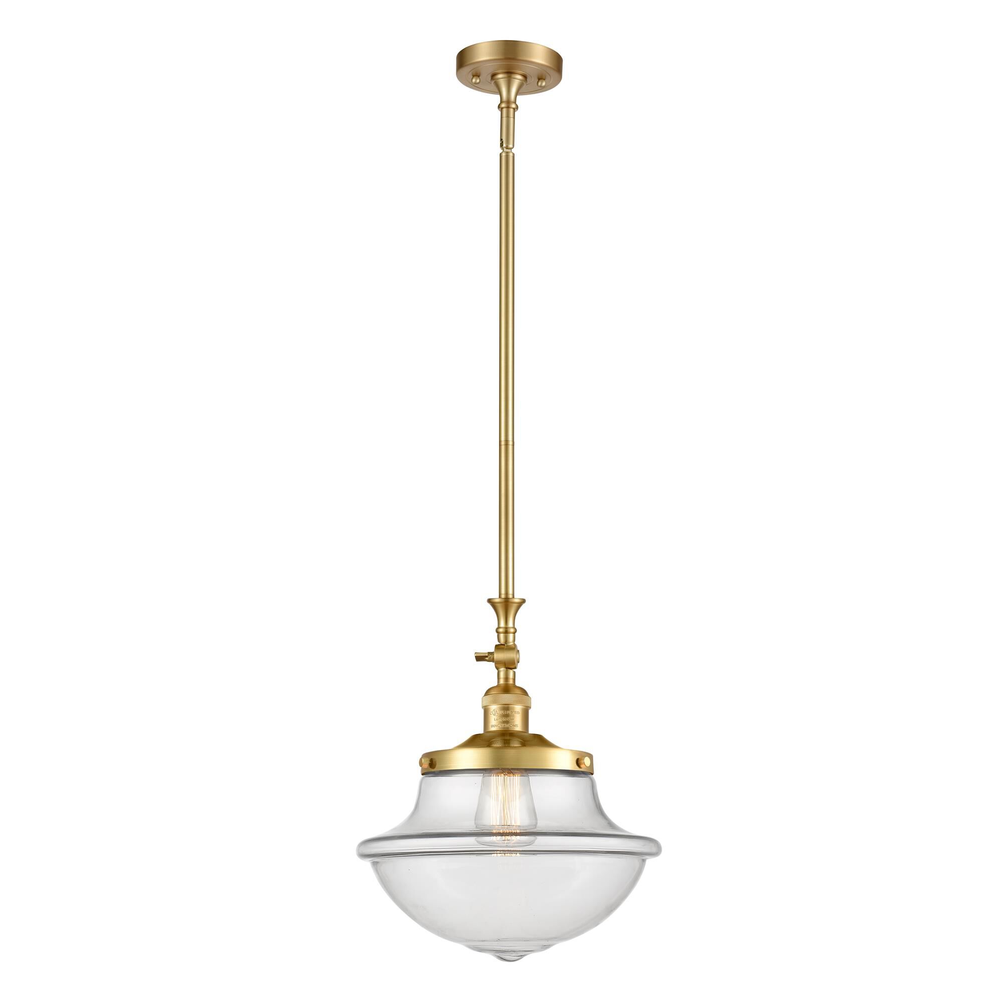 Shown in Satin Gold finish and Clear Large Oxford glass