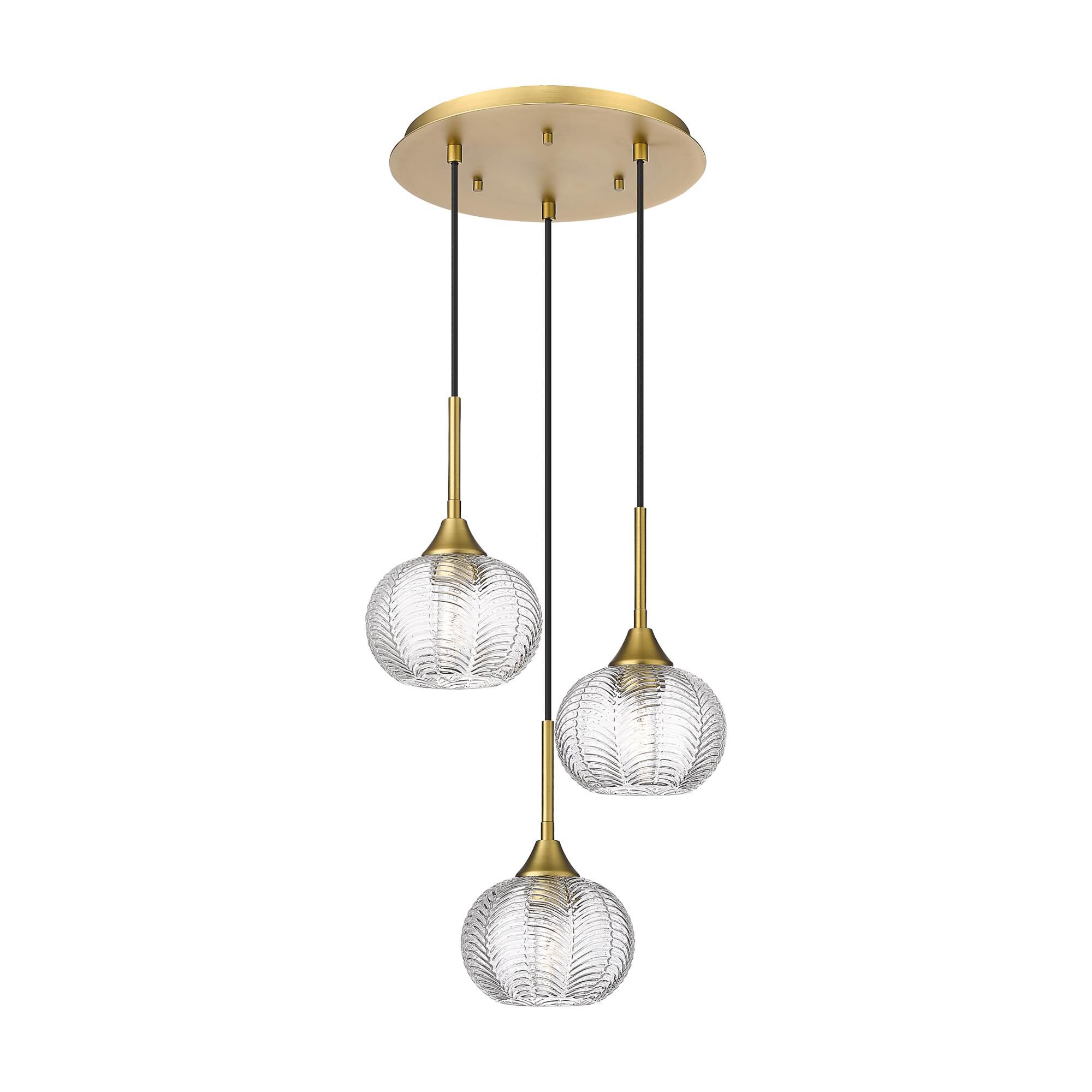 Shown in Brushed Brass finish and Clear shade
